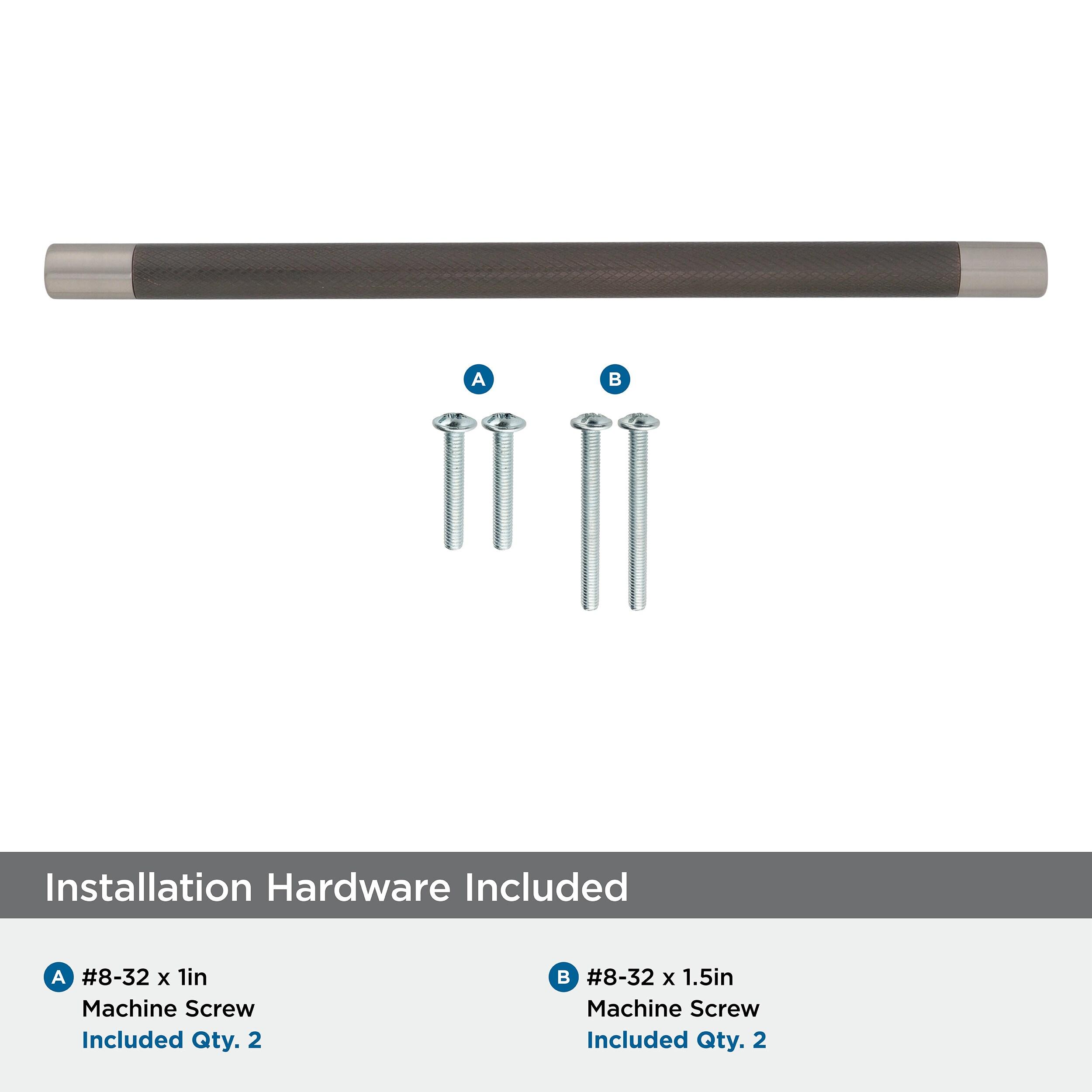 Amerock Esquire 10-1/16 inch (256mm) Center-to-Center Satin Nickel/Oil-Rubbed Bronze Cabinet Pull