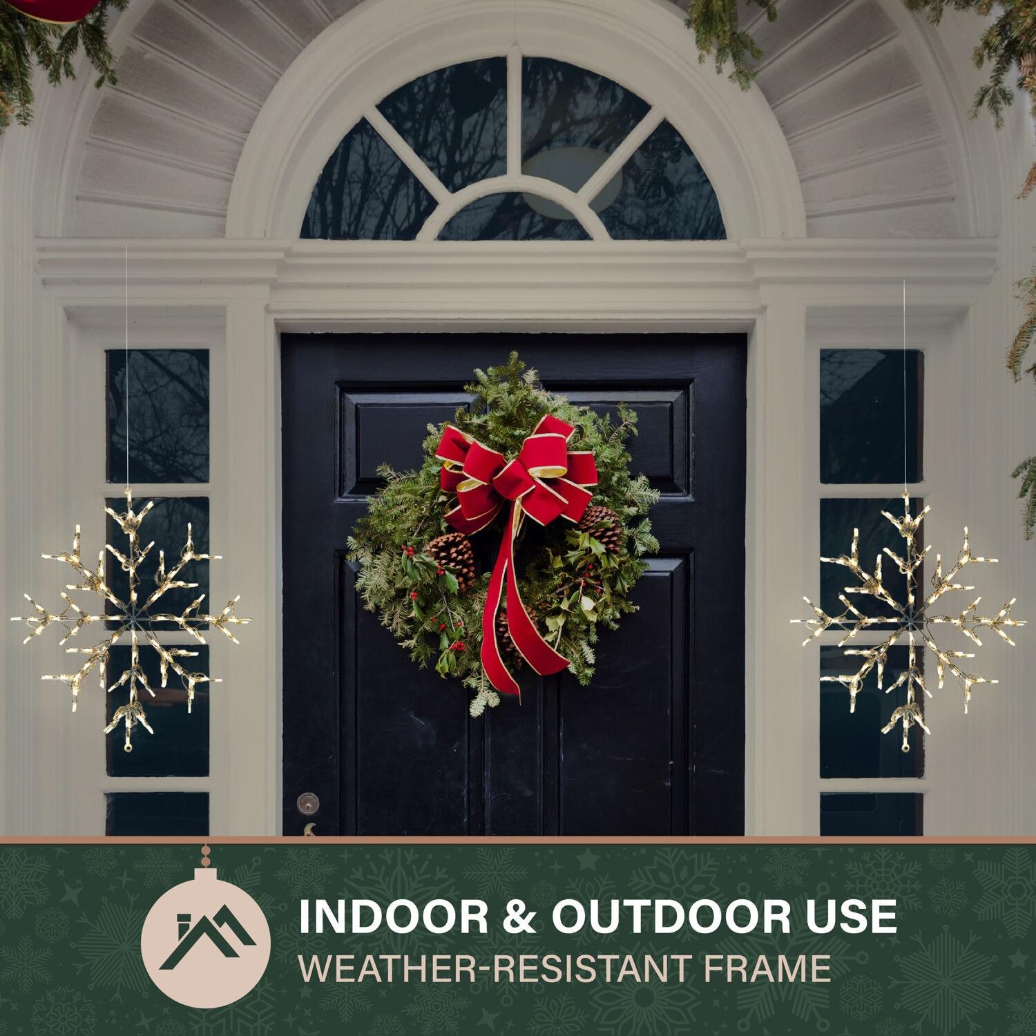 Fraser Hill Farm 30” LED Snowflake Light Decoration in Warm White for Indoor & Outdoor, FFCHLED030-STR0-WT