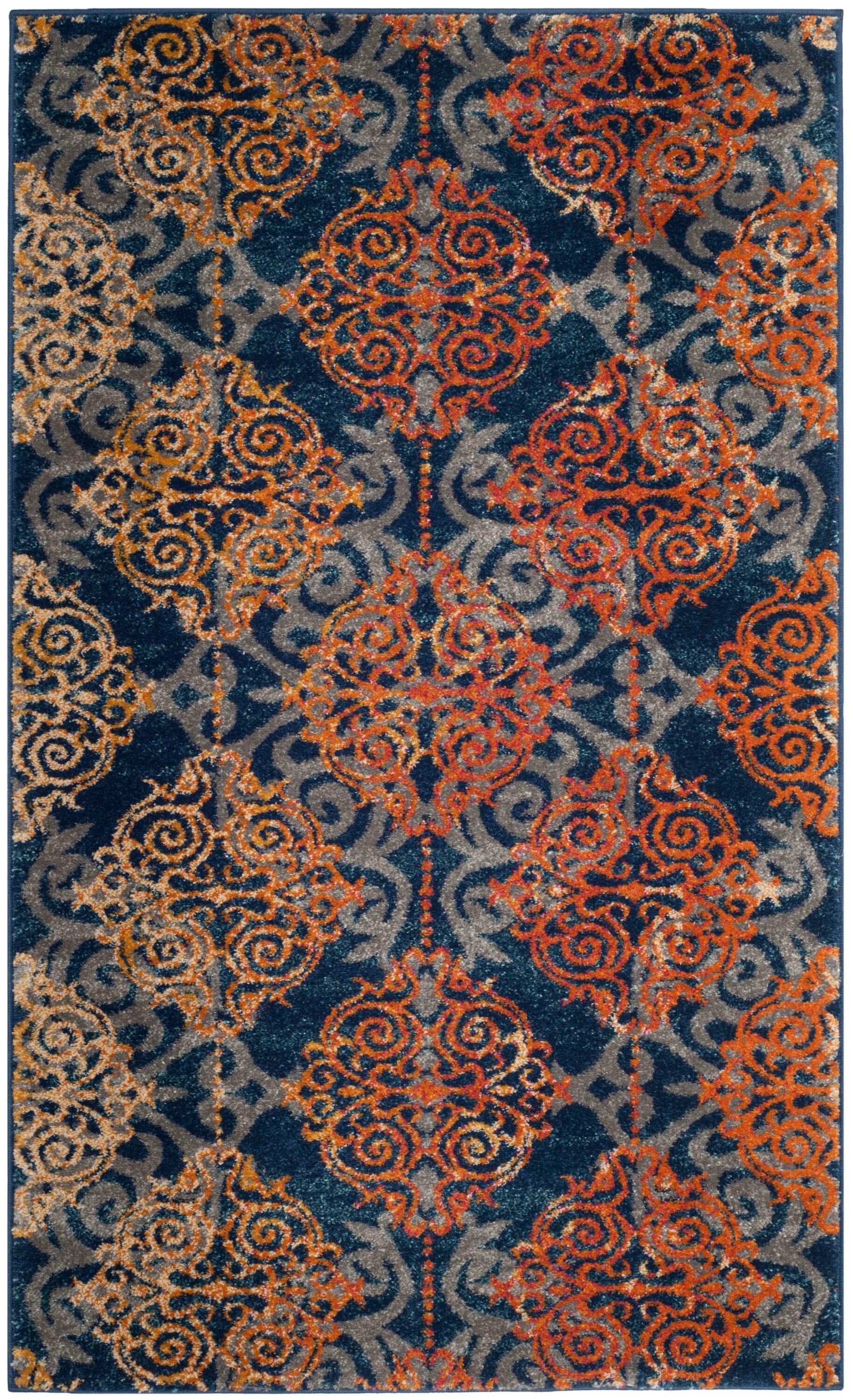 Evoke EVK230 Power Loomed Indoor Accent Rug - Blue/Orange - 3'x5' - Safavieh