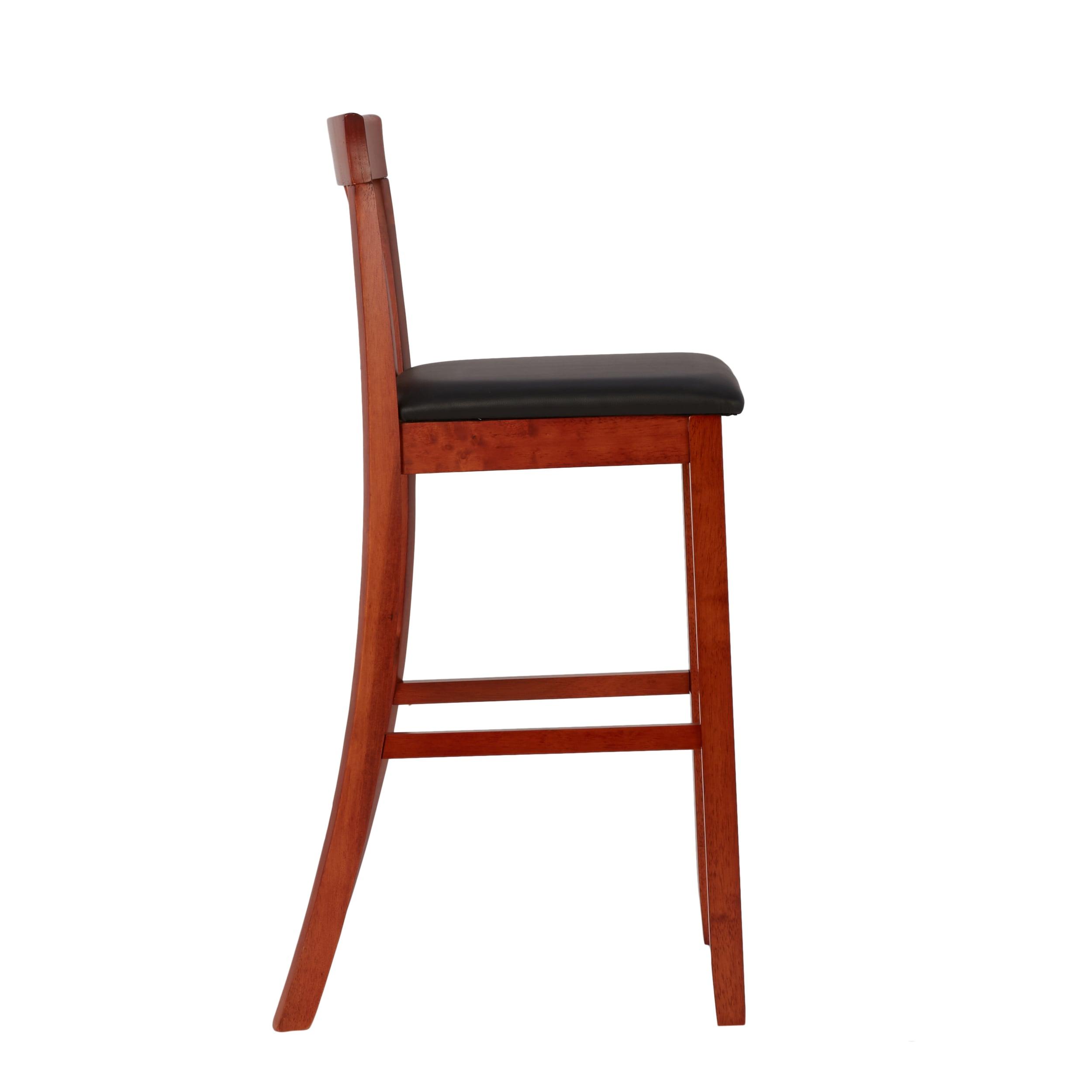 30" Torino Craftsman Padded Seat Barstool Hardwood/Dark Cherry - Linon: Rubberwood, 31" High