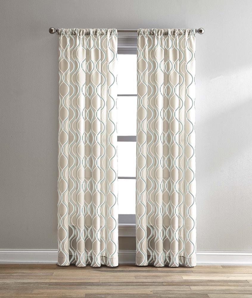 CHF Morocco Poletop Curtain, Geometric 50"x 84", Aqua, Adult