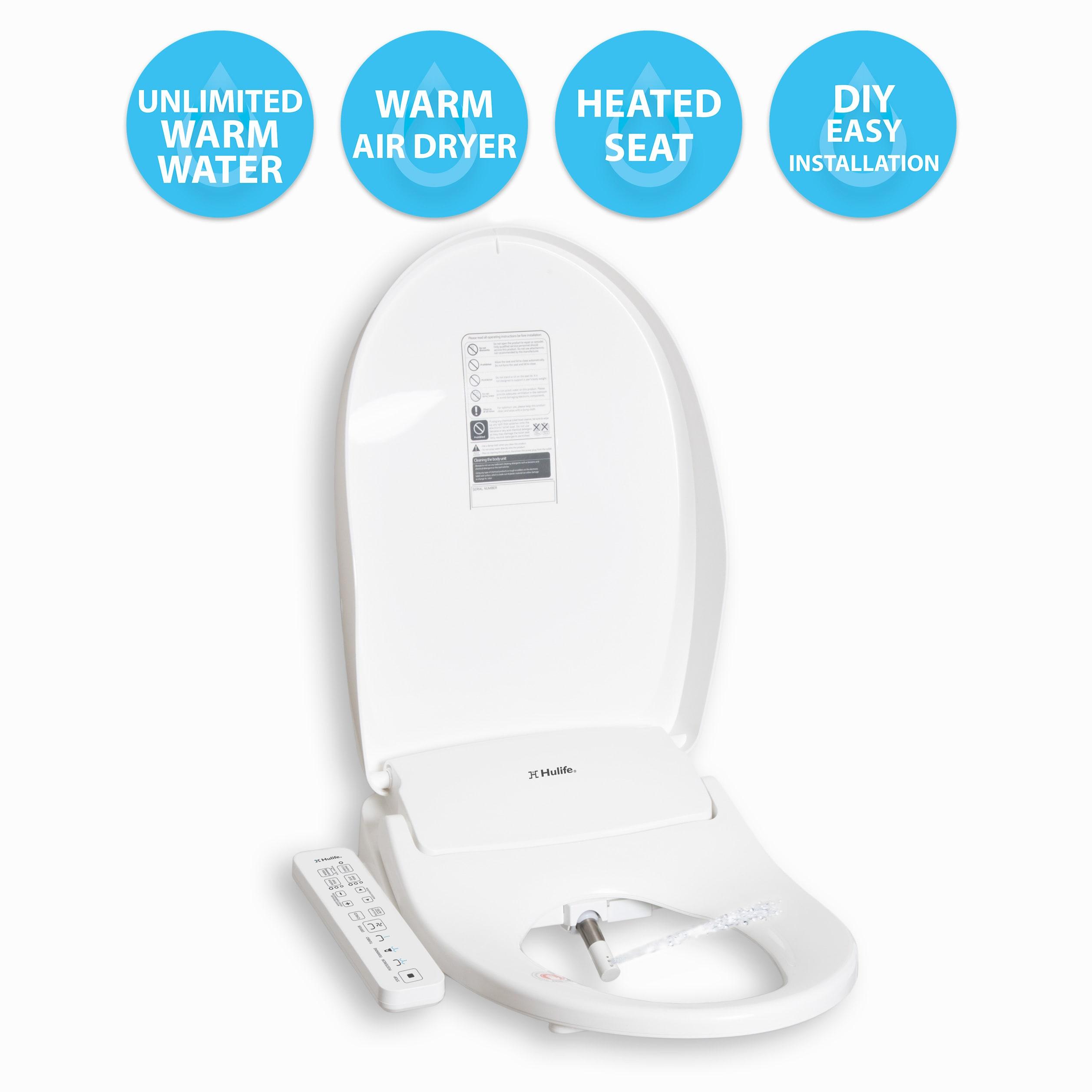 Hulife HLB-3000EC Electric Bidet Seat for Elongated Toilets White : Microfiber, Machine Washable, Non-Slip Backing