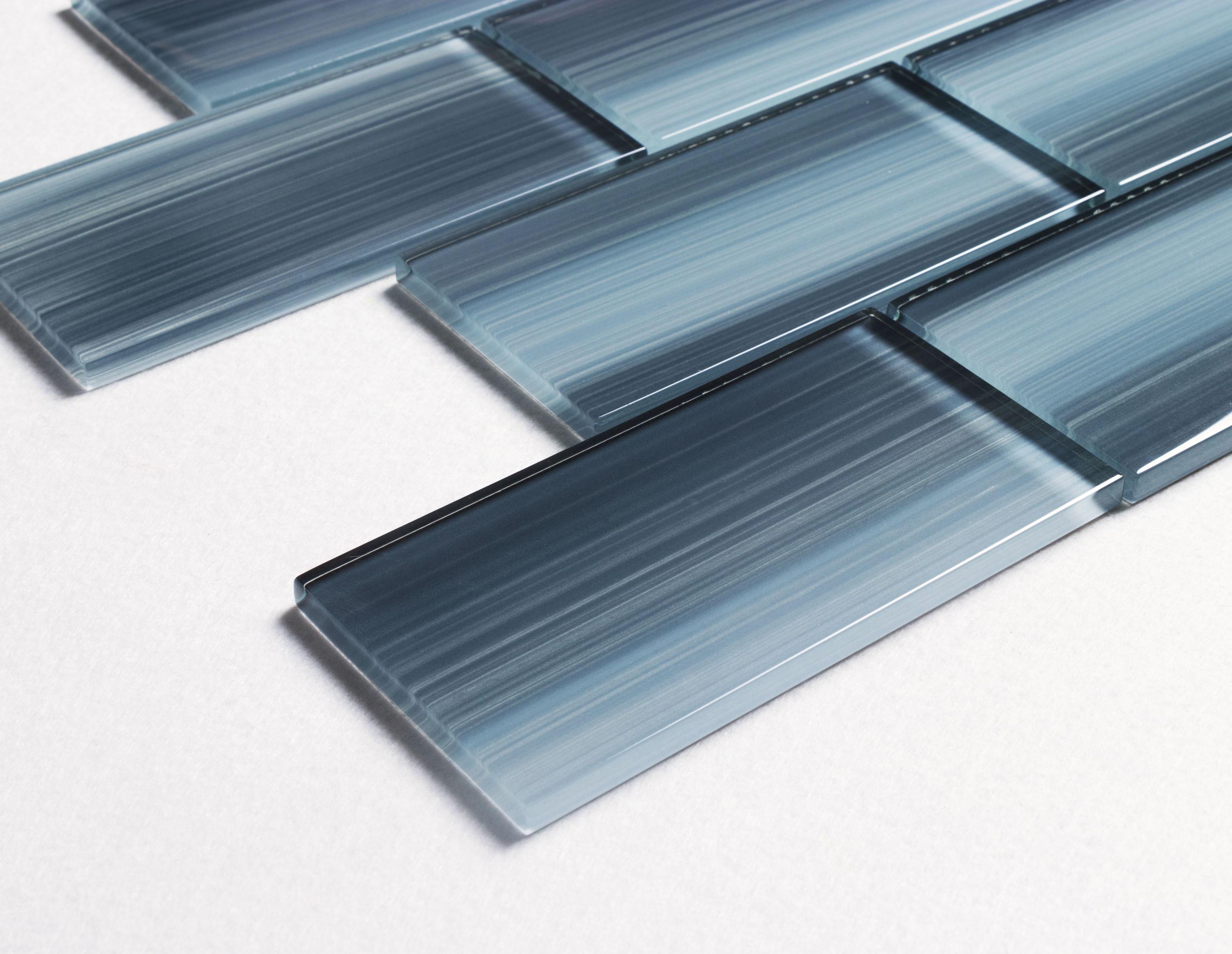 Premium Hand Painted 3" x 6" Straight Edge Glass Mosaic Subway Tile