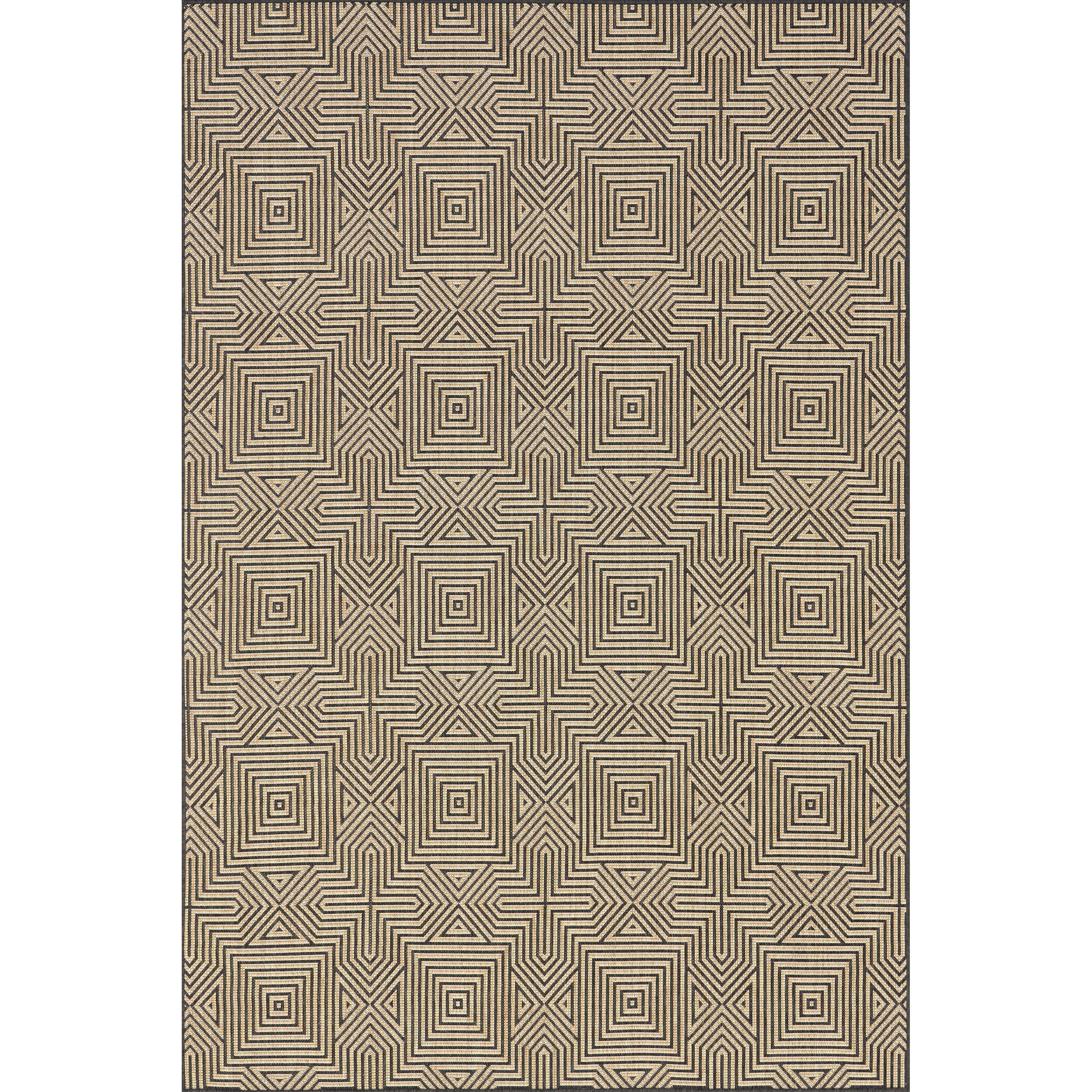 Nuloom Kelsey Geometric 7x9 Indoor/Outdoor Area Rug for Living Room Patio Deck Front Porch Kitchen, Charcoal/Brown