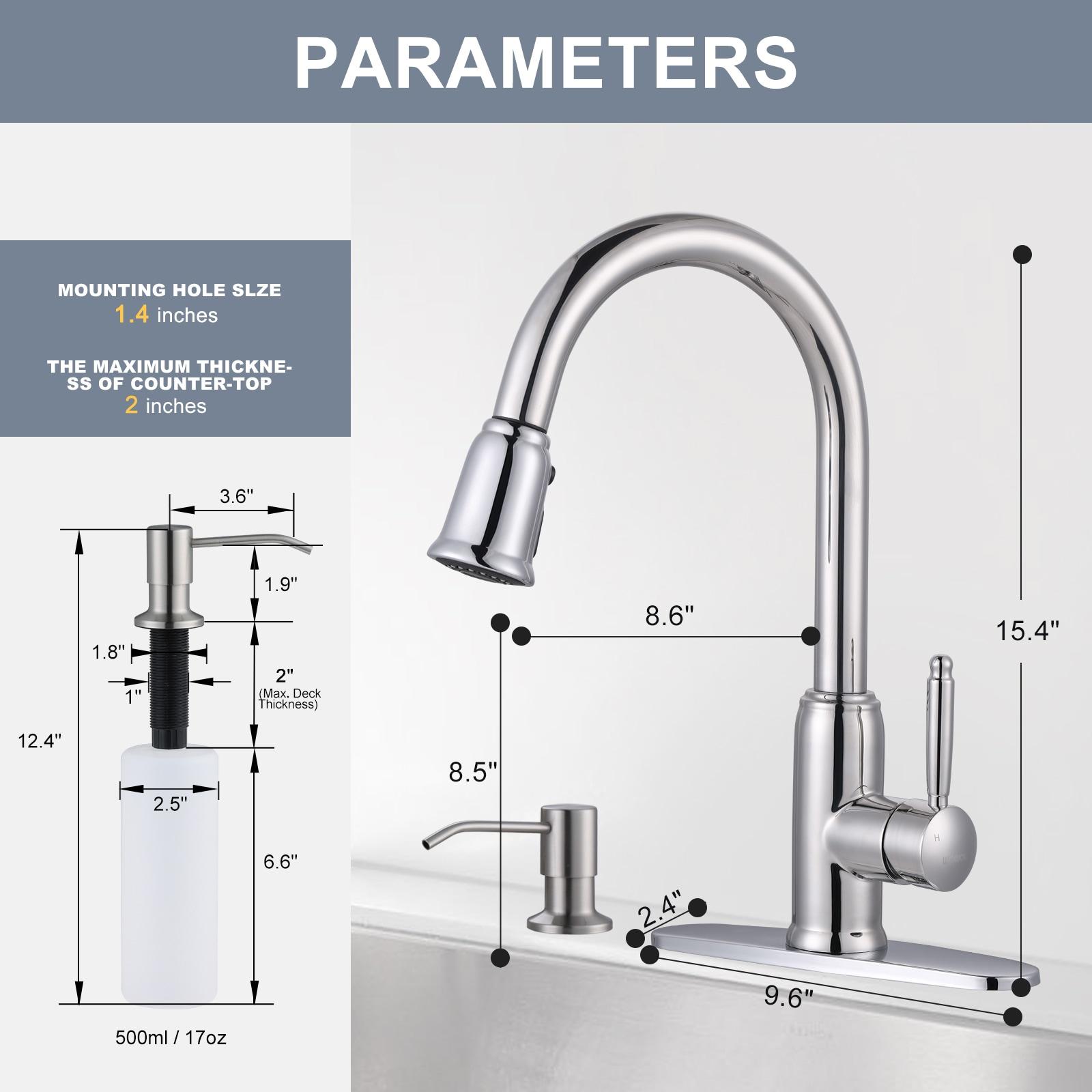 WOWOW WOWOW Pull Down Kitchen Faucet with Soap Dispenser 2310101C-S