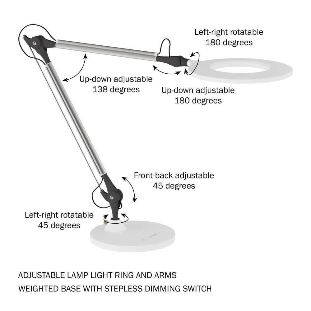 Hastings Home Adjustable Swing Arm LED Desk Lamp for Home Office (White)