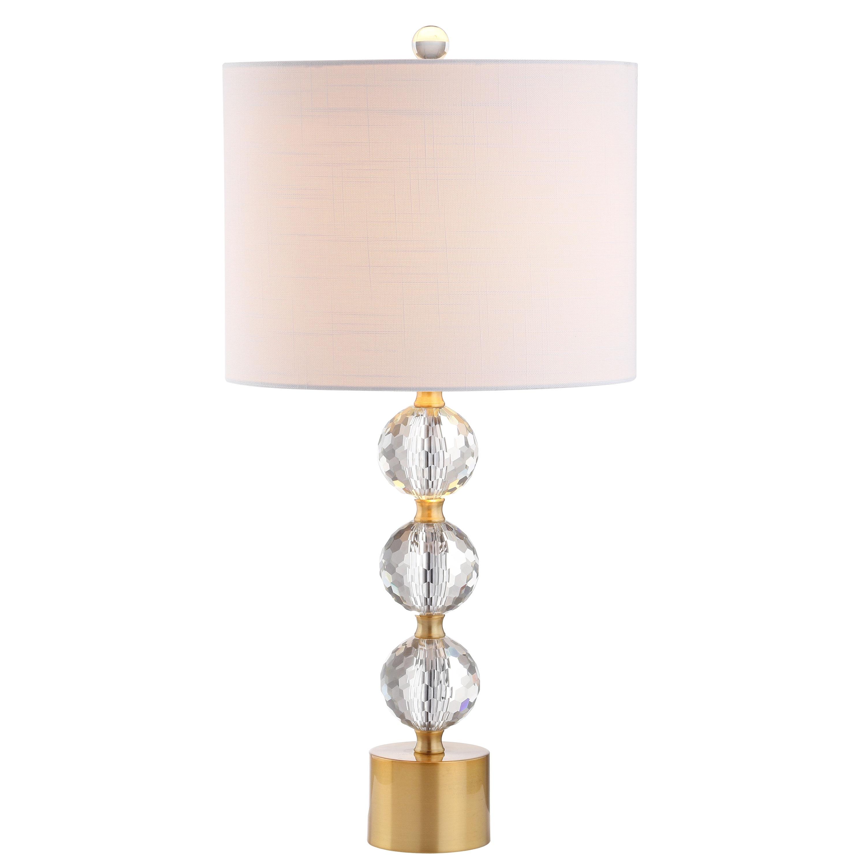 Ashley 25.25" Crystal LED Table Lamp, Clear/Brass