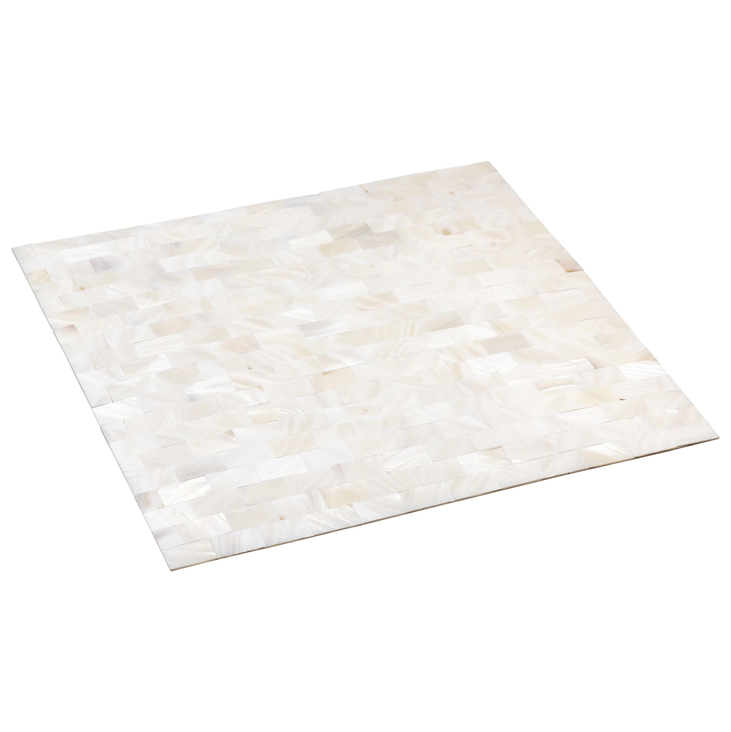 Nacreous White Multi-Finish Square Peel and Stick Wall Tile