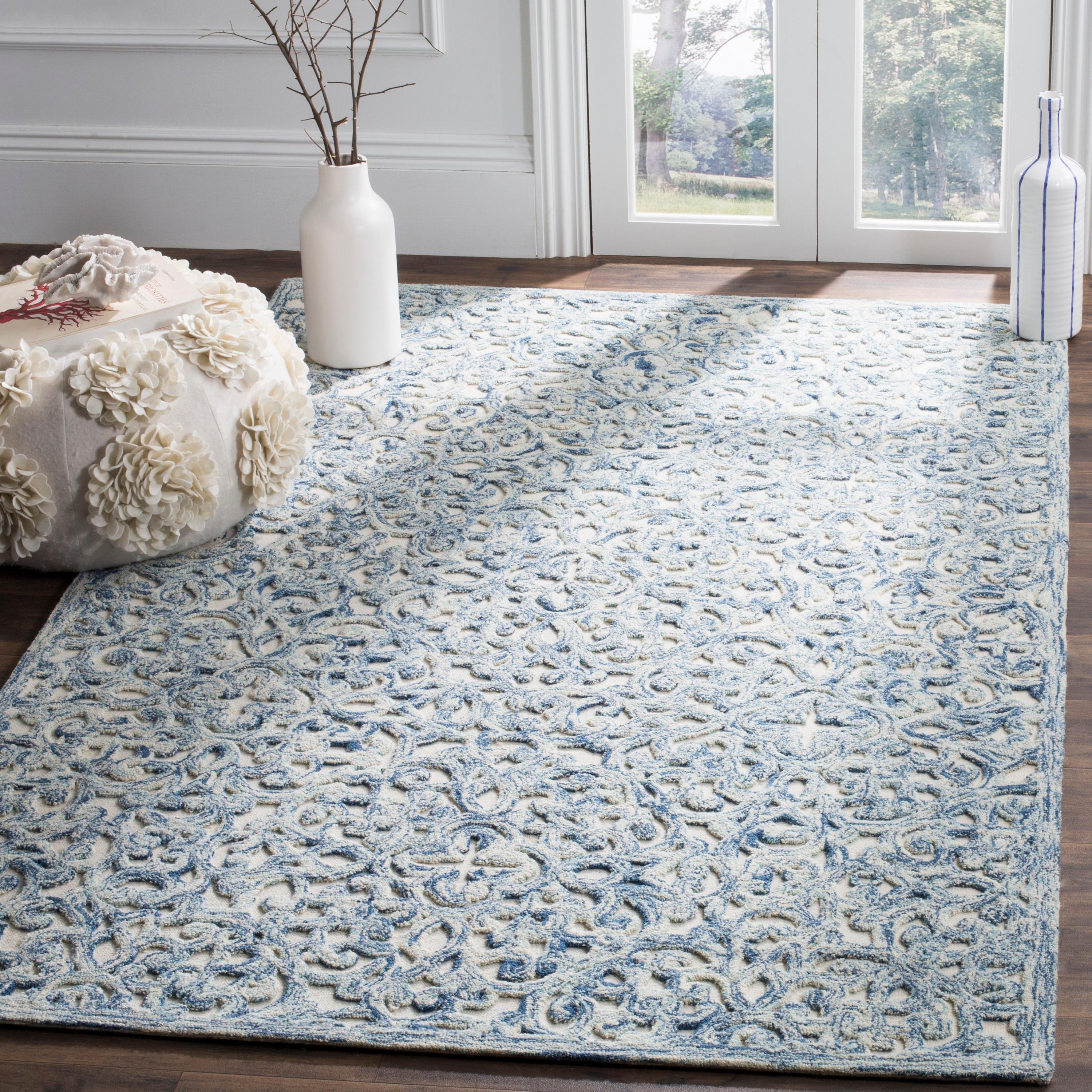 Trace TRC103 Hand Tufted Indoor Accent Rug - Blue/Ivory - 2'3"x4' - Safavieh.