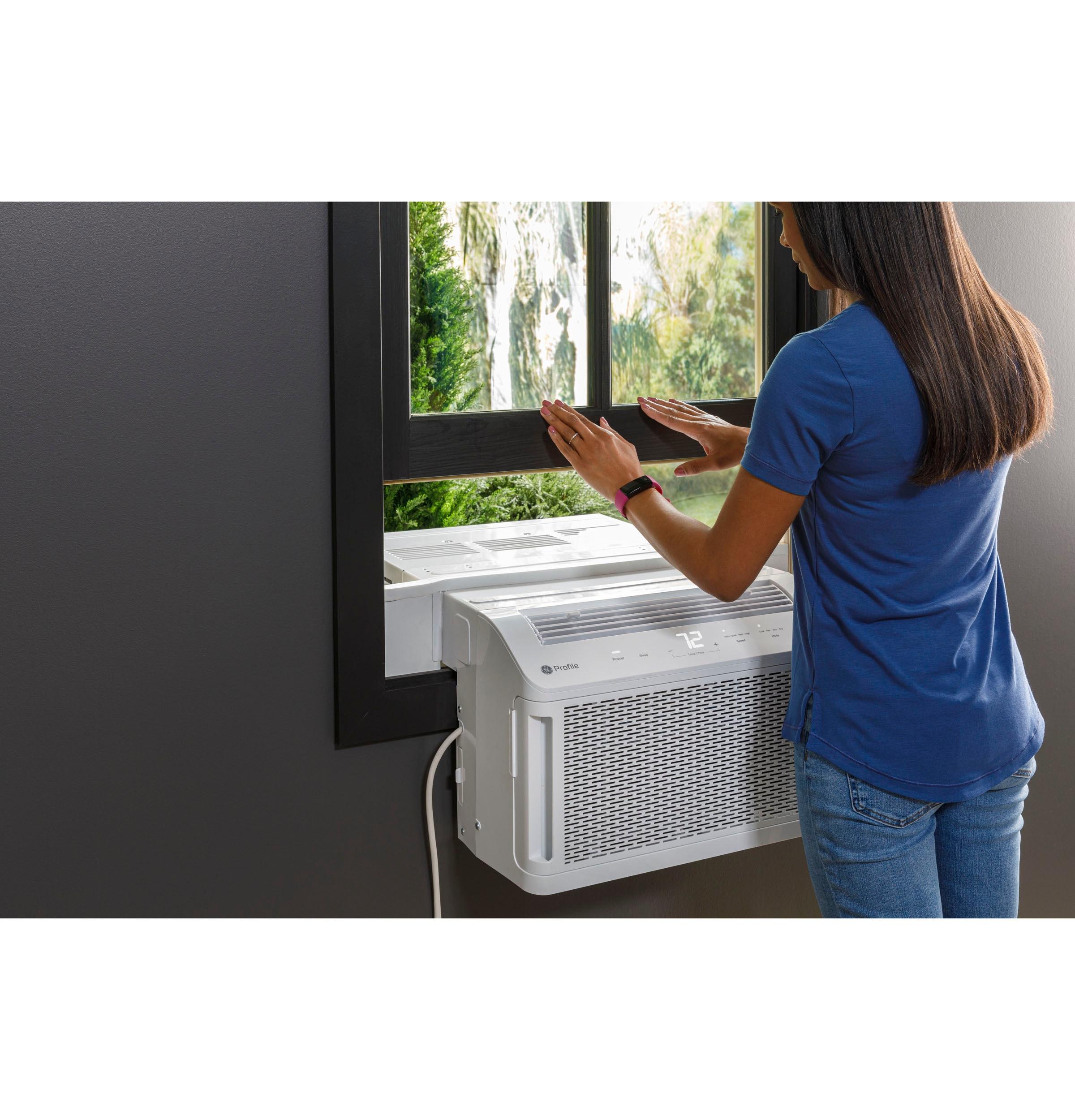 GE Profile ClearView 8300 BTU Smart Window Air Conditioner with Built-In Wi-Fi and Ultra-Quiet Operation for Medium Rooms (White)