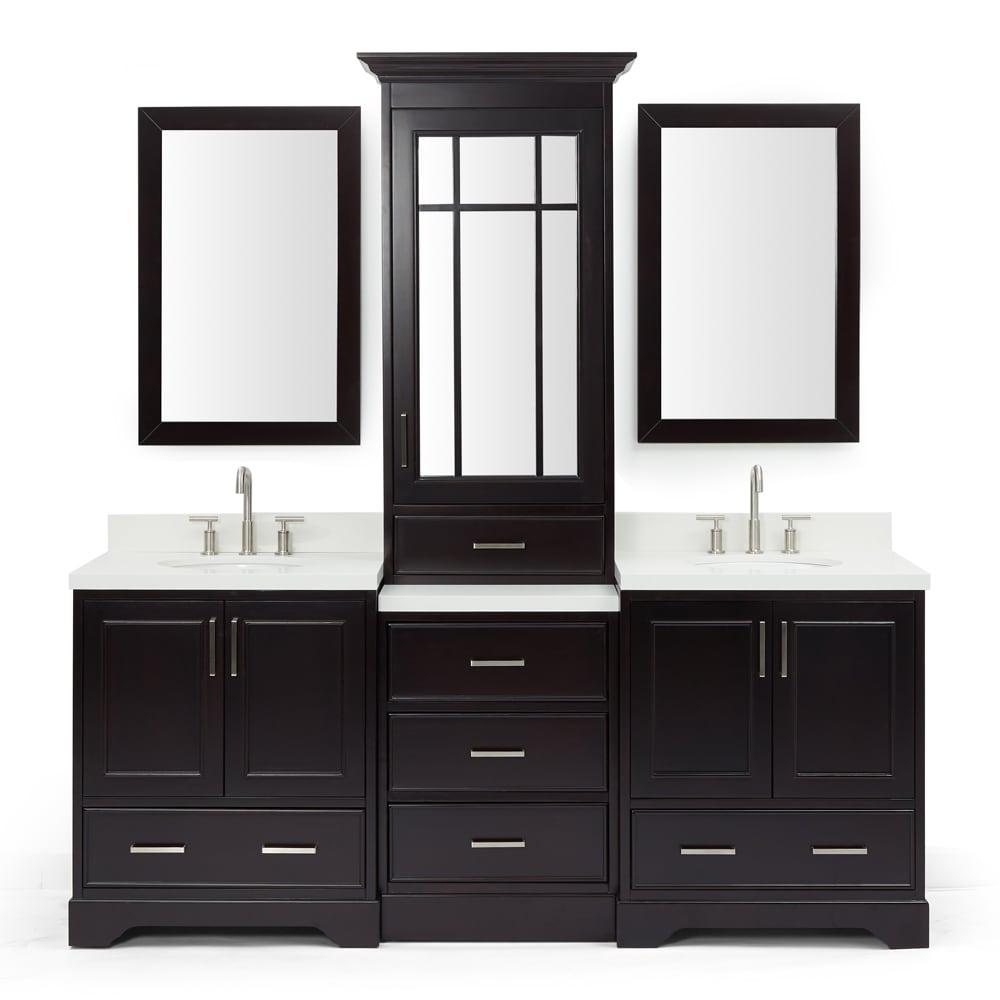 Ariel Stafford 85 in Double Sink Vanity Set in Espresso