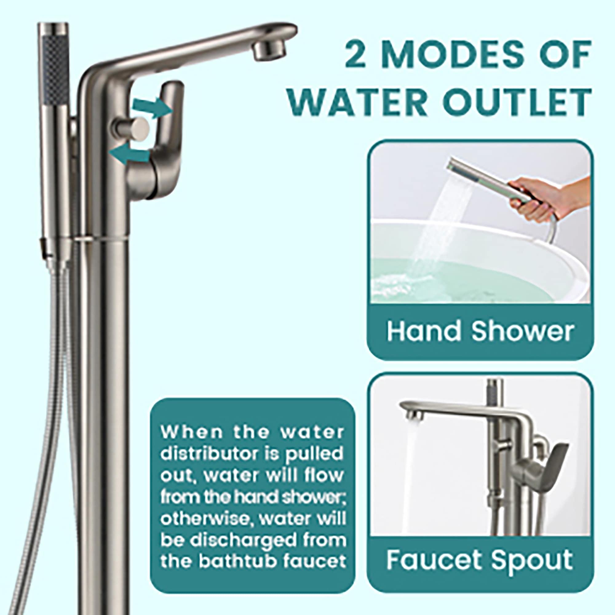 CASAINC KCLT0054-BN Single Handle Freestanding Bathtub Faucet with Diverter and Handshower