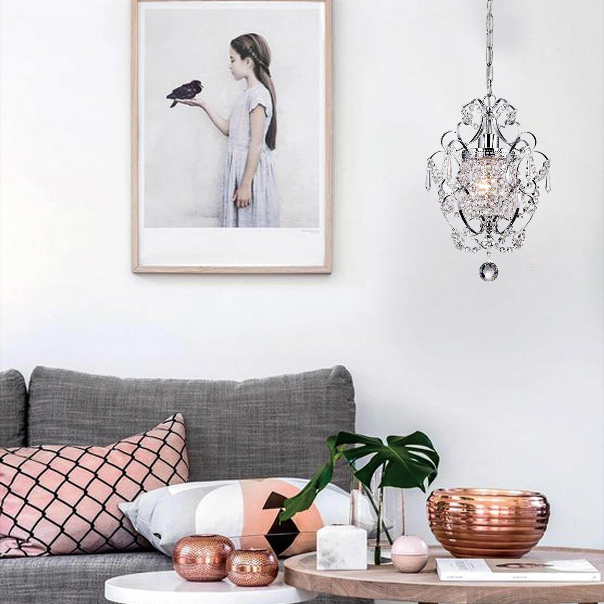 Edvivi Lighting Chrome Finish 1-Light Glam Mini Pendant with Crystal