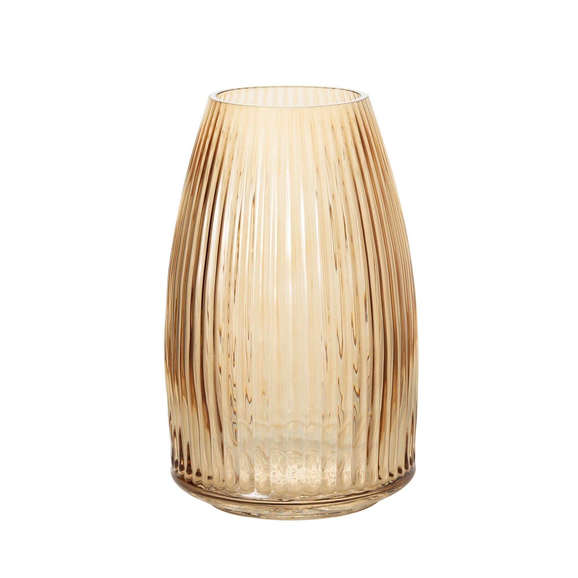 Sullivans 8" Ribbed Amber Glass Vase