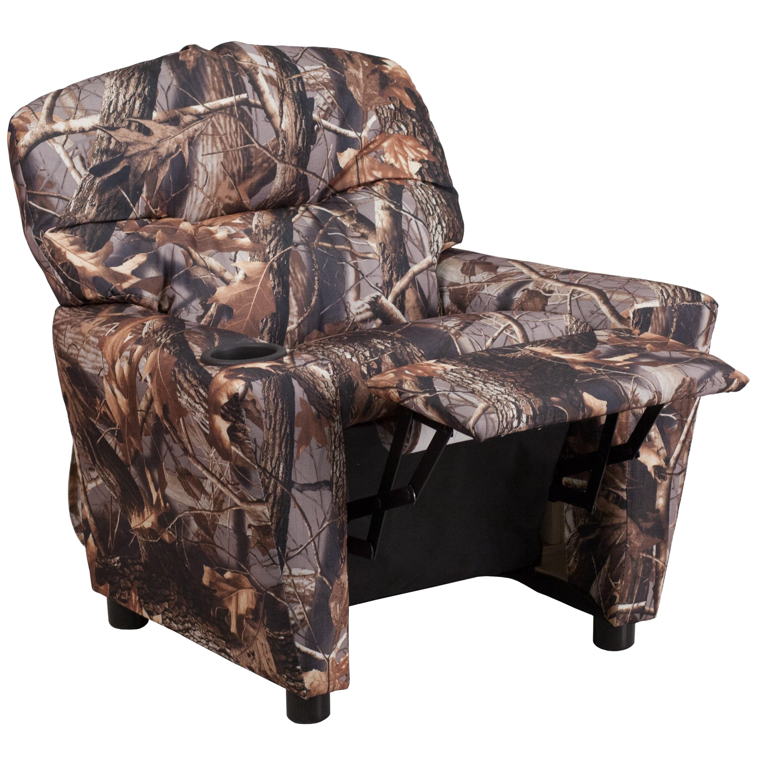 Flash Furniture Chandler Contemporary Camouflaged Fabric Kids Recliner with Cup Holder