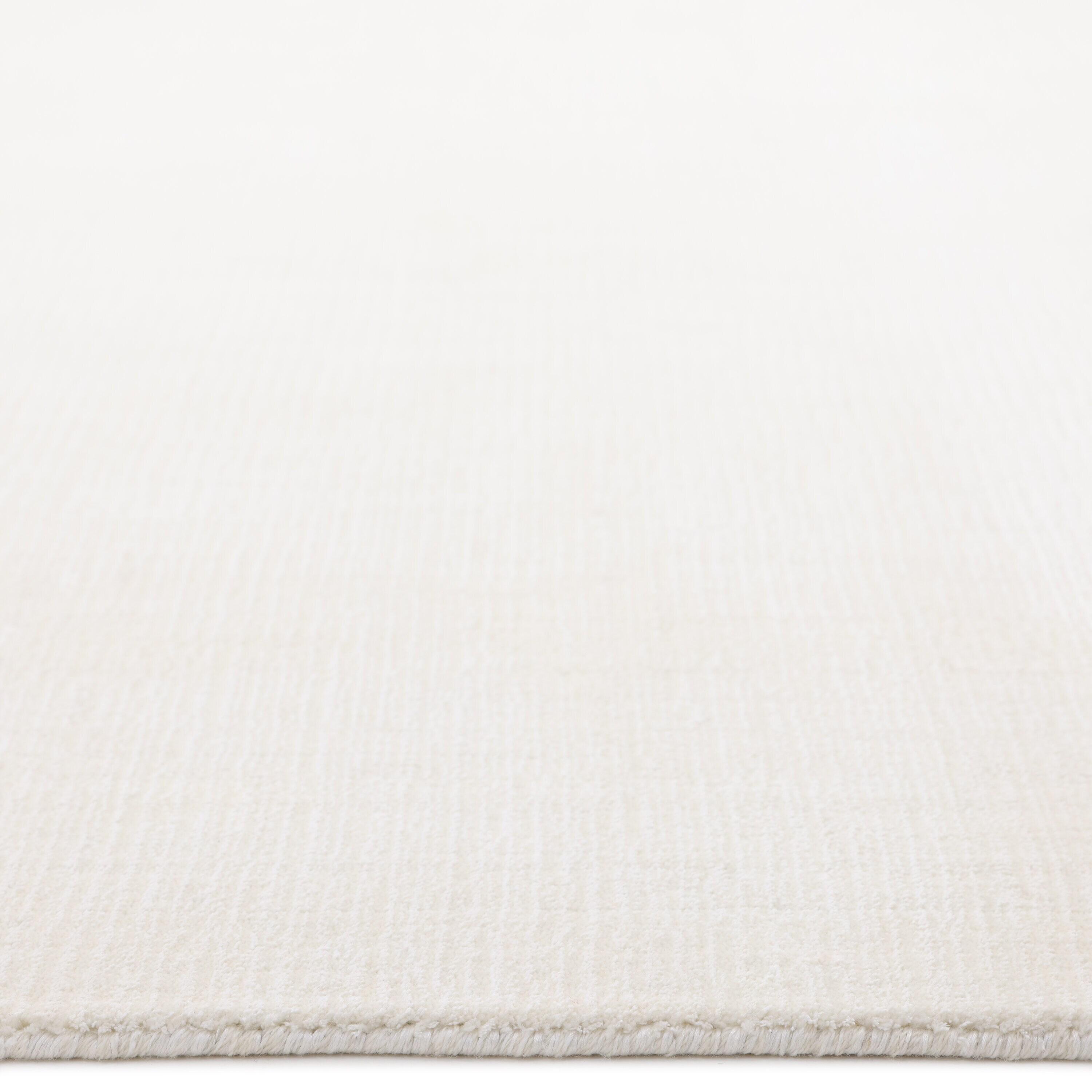 Elegant Handmade Ivory Stripe Wool & Viscose 10' x 14' Area Rug