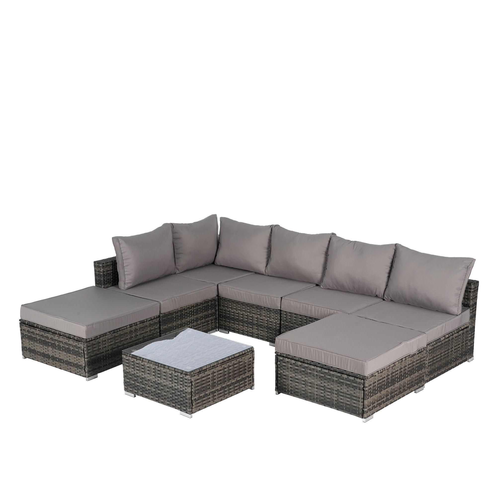 howcoolmall 5 Piece Patio Dining Set for 4, 4 Chairs with Cushions and 1 Square Table with 1.75” Umbrella Hole Outdoor Furniture Set, Black and Brown