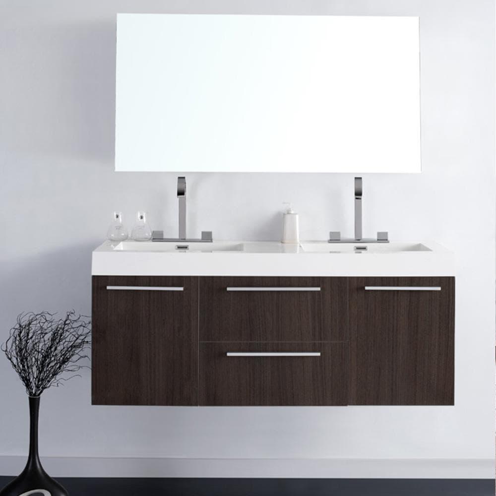 Opulento 54"Gray Oak Dbl Sink Bathroom Vanity & Medicine Cabinet