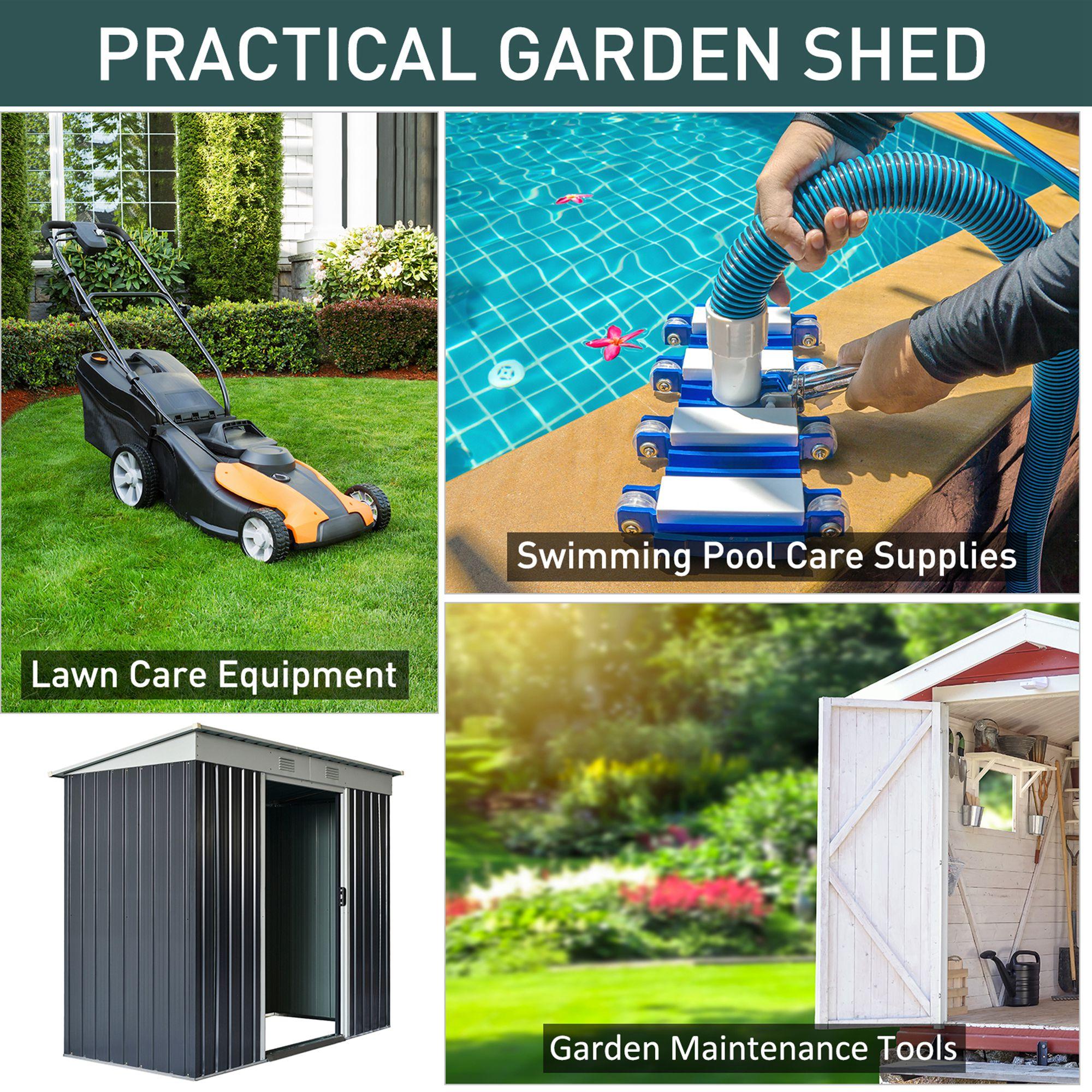 Outsunny 6' x 4' Metal Garden Shed, Backyard Tool Storage Shed with Dual Locking Doors, 2 Air Vents and Steel Frame, Black