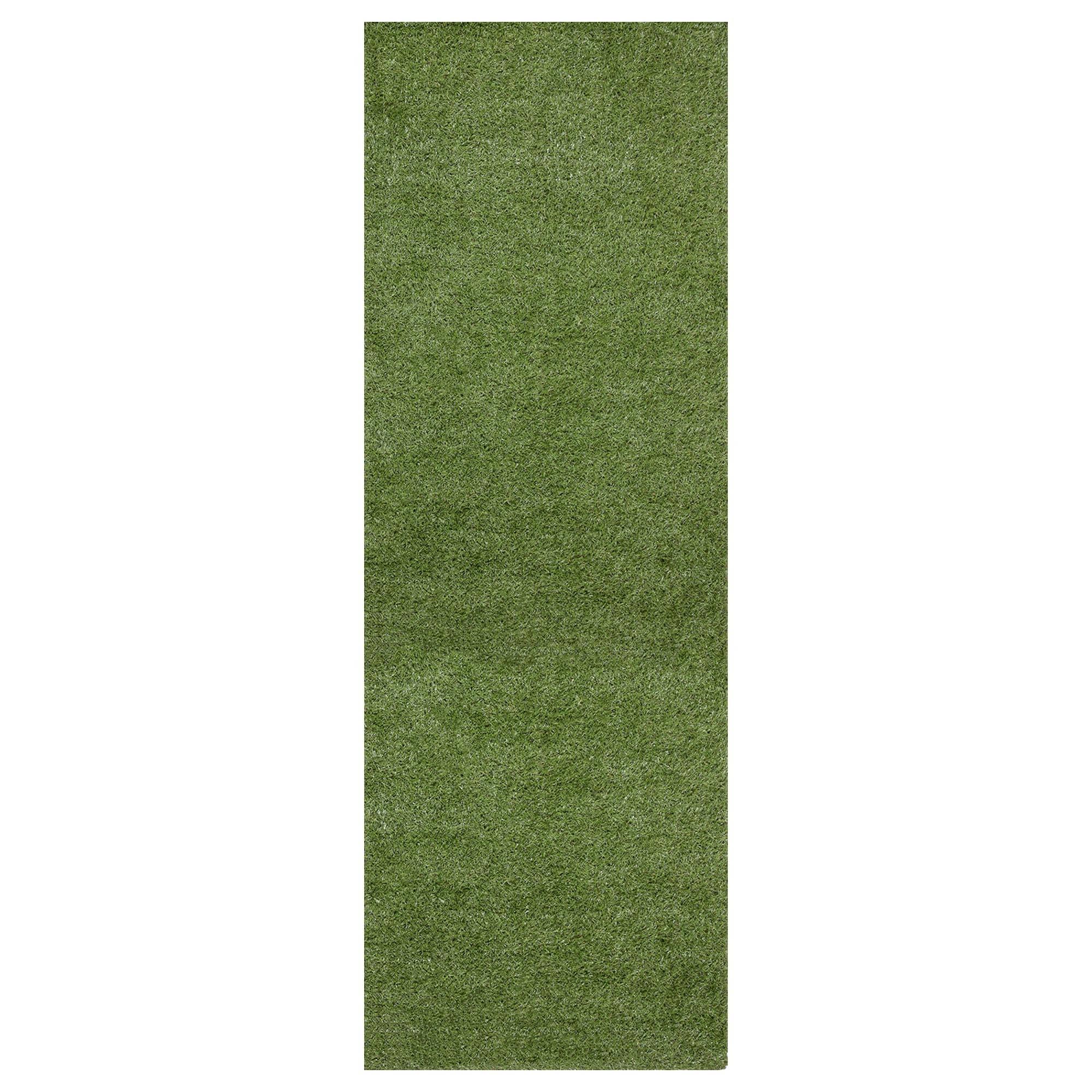 Ottomanson Grass Waterproof Indoor/Outdoor Realistic Feel Artificial Grass Turf Rugs and Rolls Customized Size For Balcony, Patios