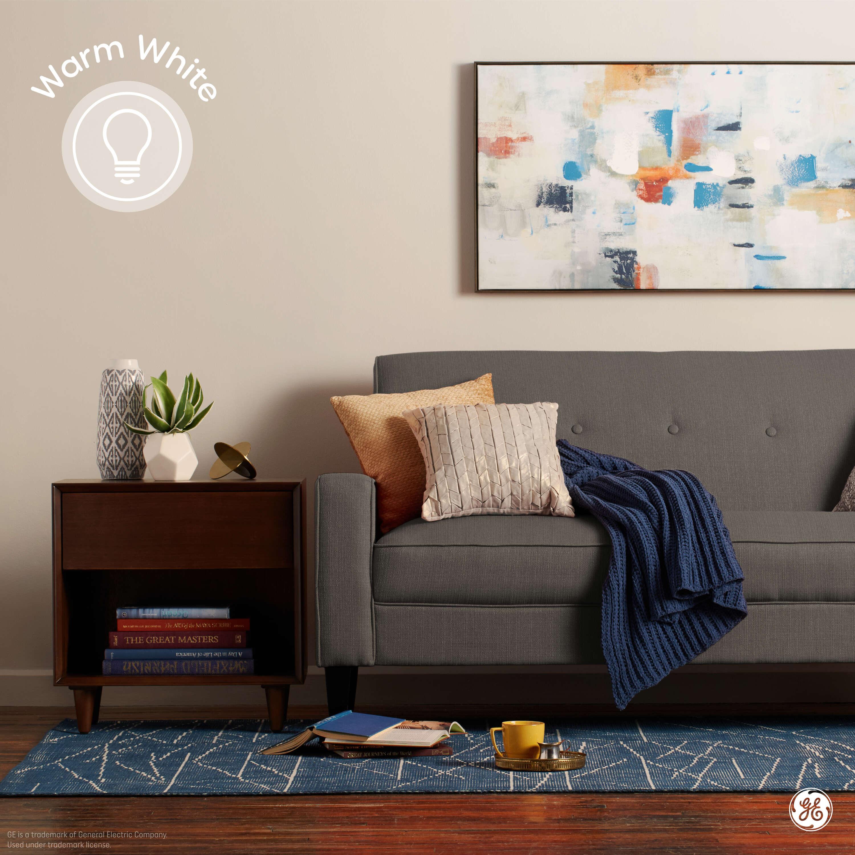 GE 4pk 40W Color Select A19 LED Light Bulbs: Warm White, 5W, Dimmable, 3000K, 450 Lumens, E26 Base, 13.7-Year Life