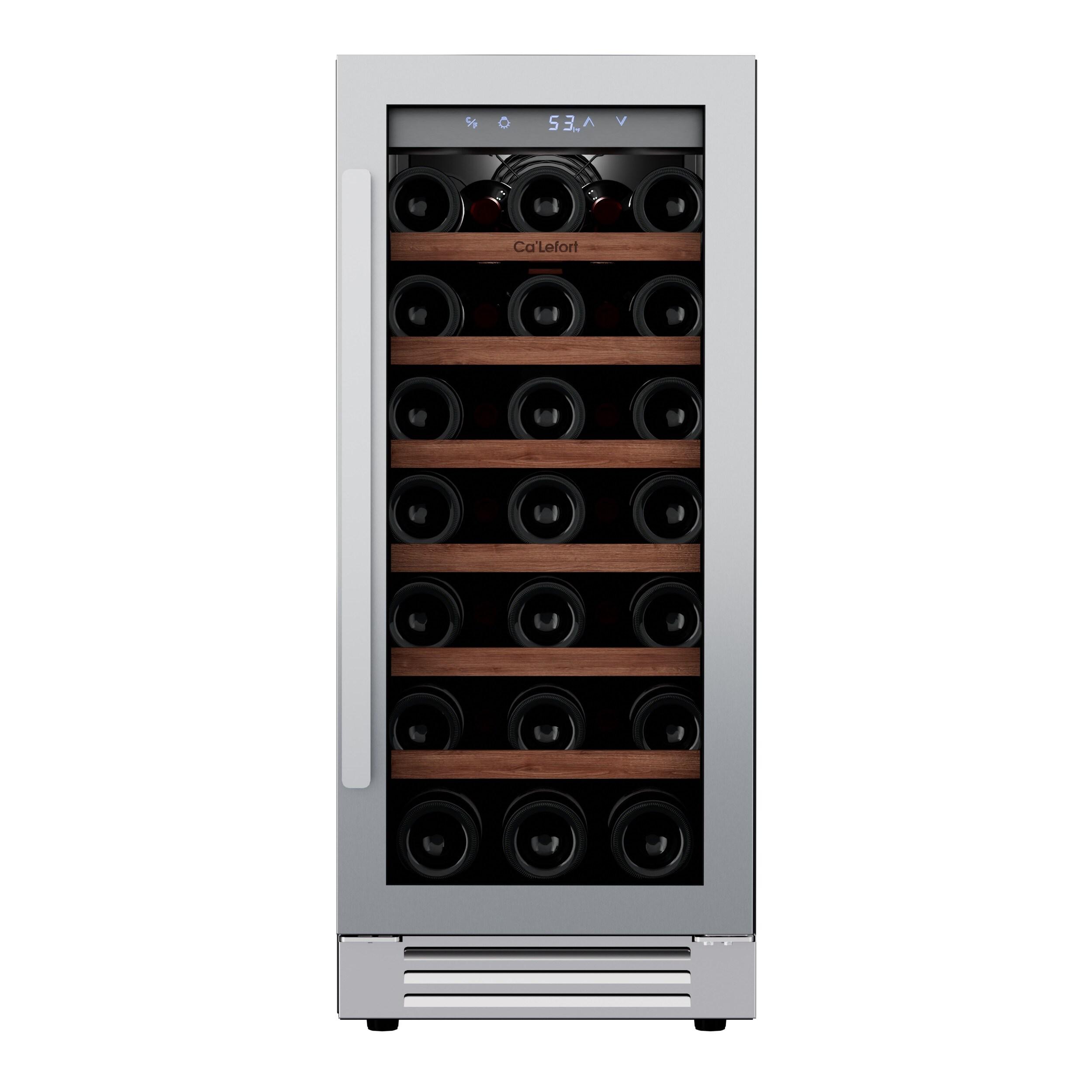 Ca'Lefort 15inch Wine Cooler Refrigerator,33 Bottle Wine Fridge Single Zone with Stainless Steel Reversible Tempered Glass Door