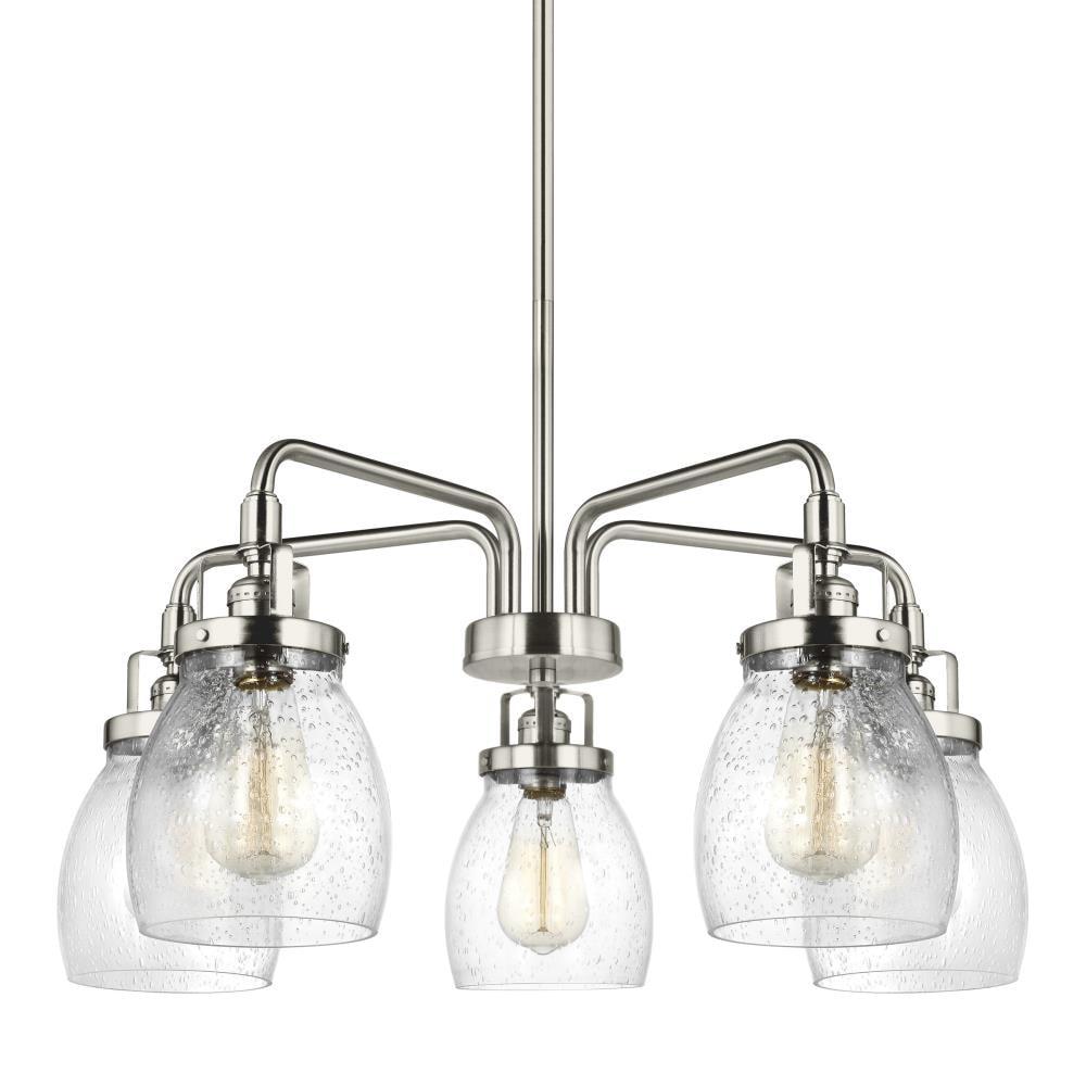 Brushed Nickel 5-Light Chandelier with Clear Seeded Glass Shades