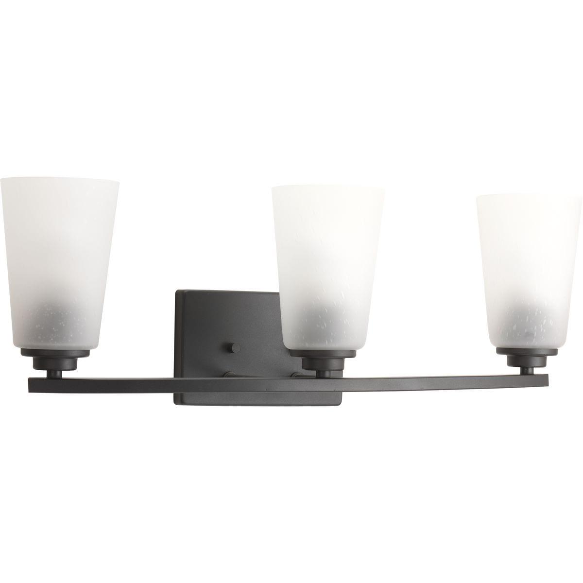 Progress Lighting Debut 3-Light Bath Vanity Fixture, Steel, Graphite, Clear Seeded Glass