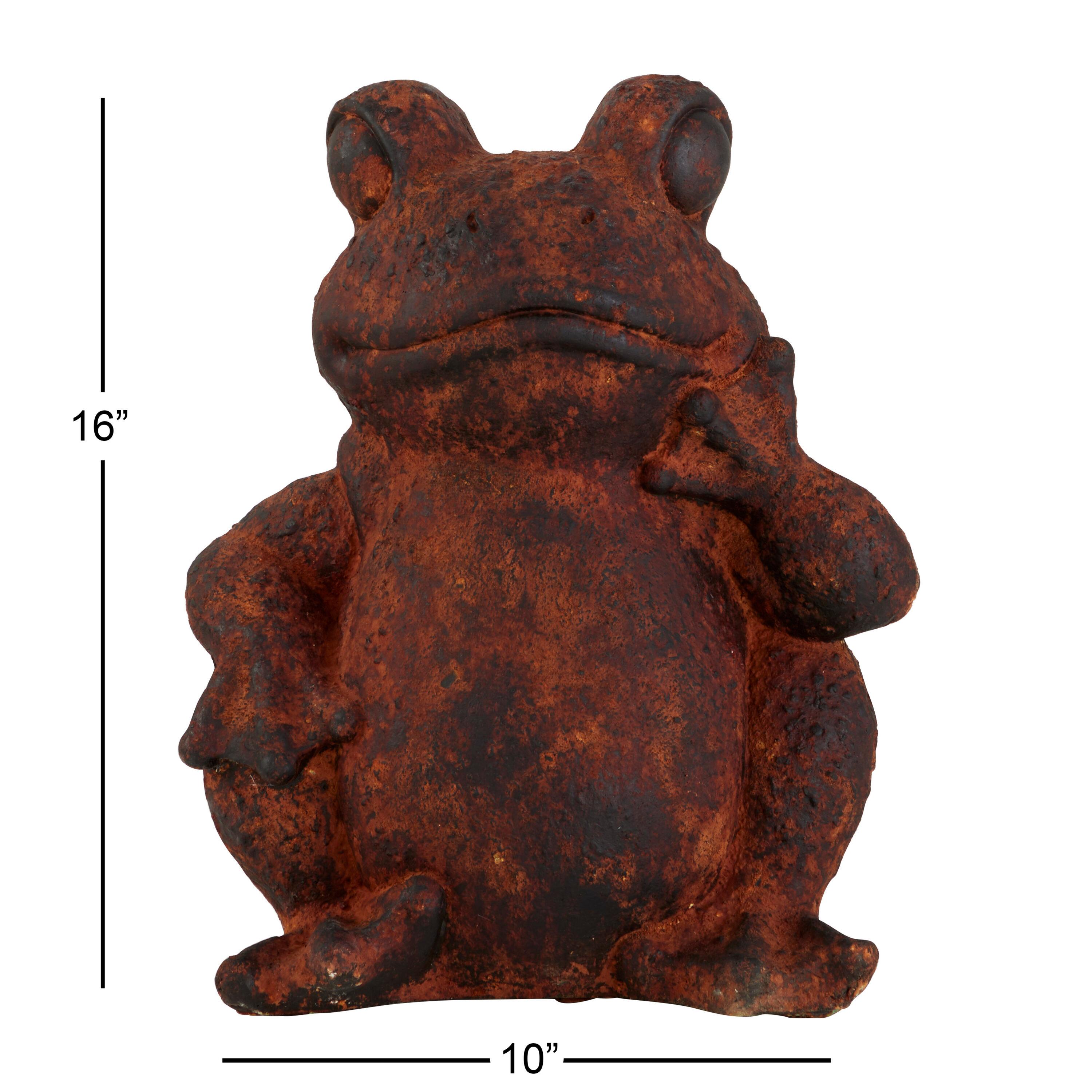 Rustic Brown and Black Magnesium Oxide Frog Garden Sculpture