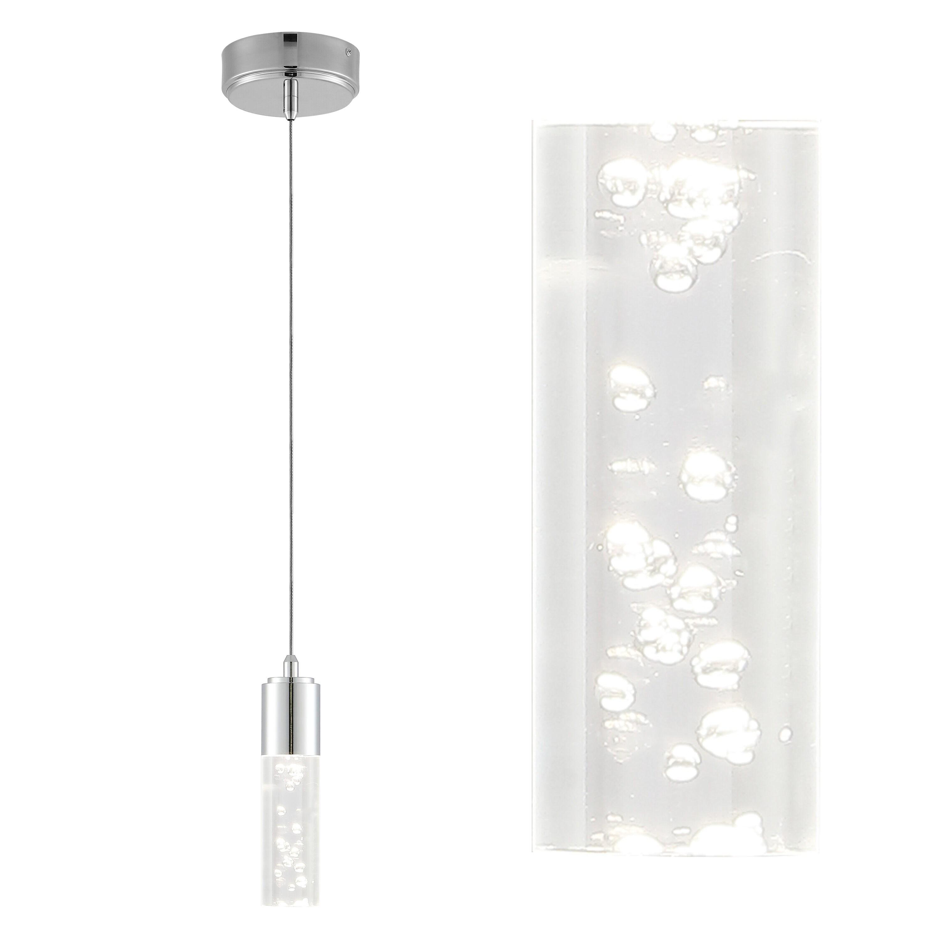 Bolha 4.75" 1-Light Bubble Acrylic/Iron Modern Minimalist Integrated LED Pendant, Chrome