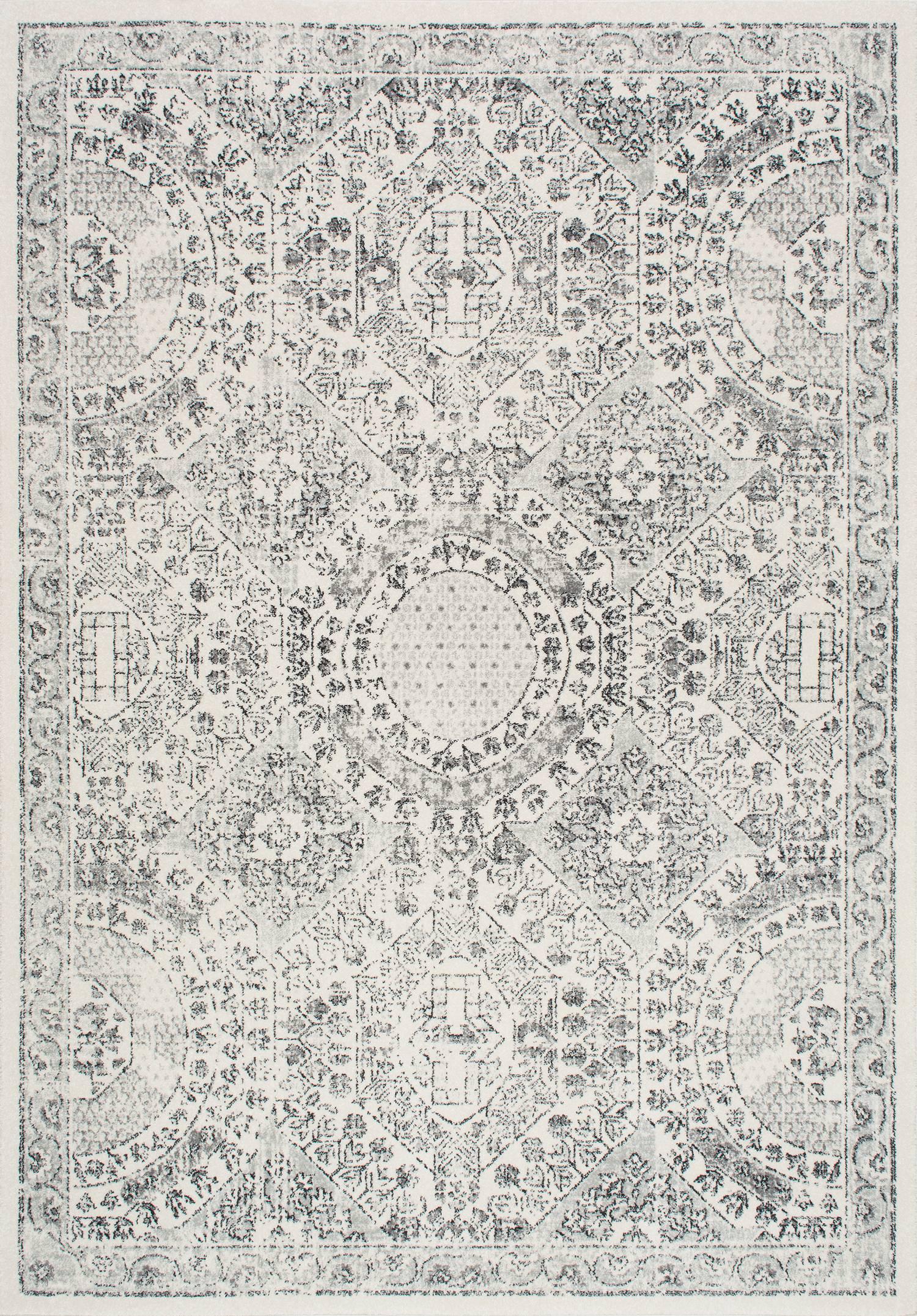 Nuloom Minta Medallion 6 Square Indoor Area Rug for Living Room Bedroom Dining Room Kitchen, Grey/Ivory