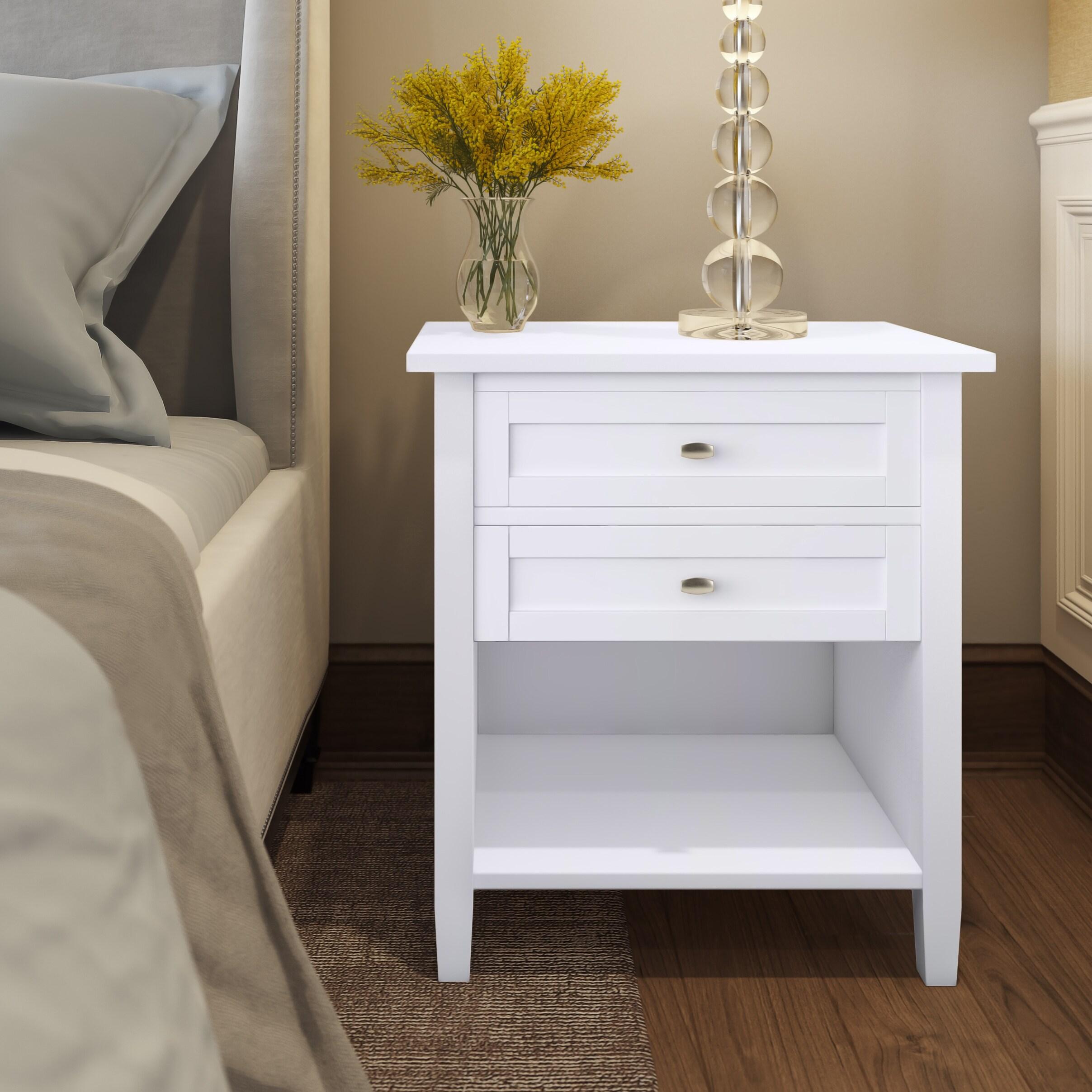 Simpli Home Warm Shaker 24"W Solid Wood Bedside Table with Two Drawers