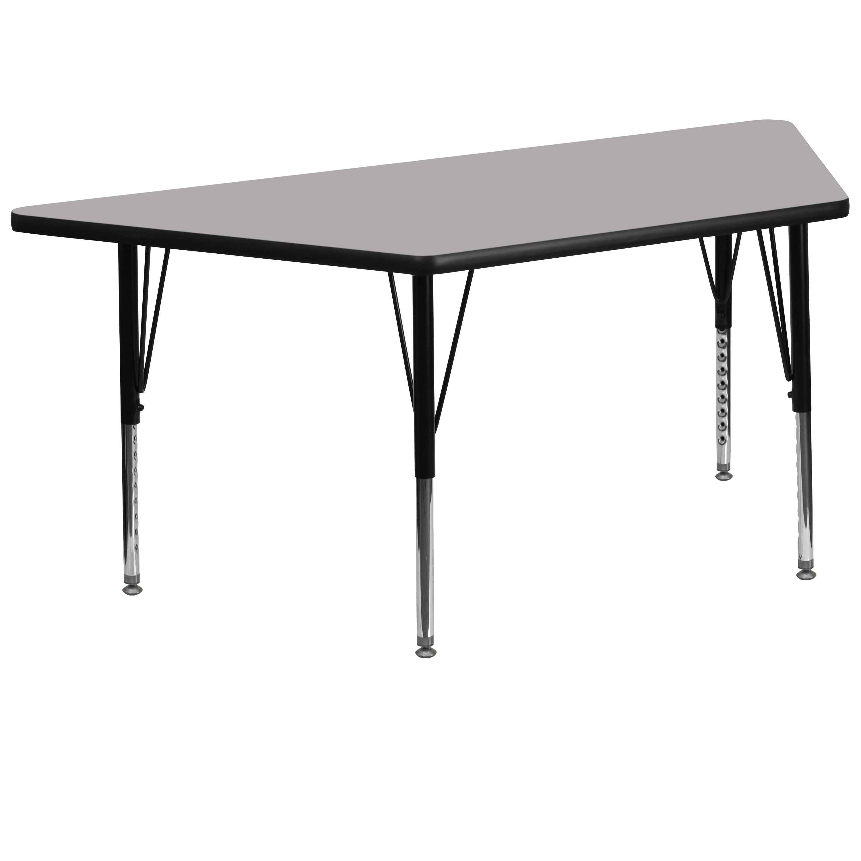 Flash Furniture 30''W x 60''L Trapezoid Activity Table with 1.25'' Thick High Pressure Grey Laminate Top and Height Adjustable Preschool Legs