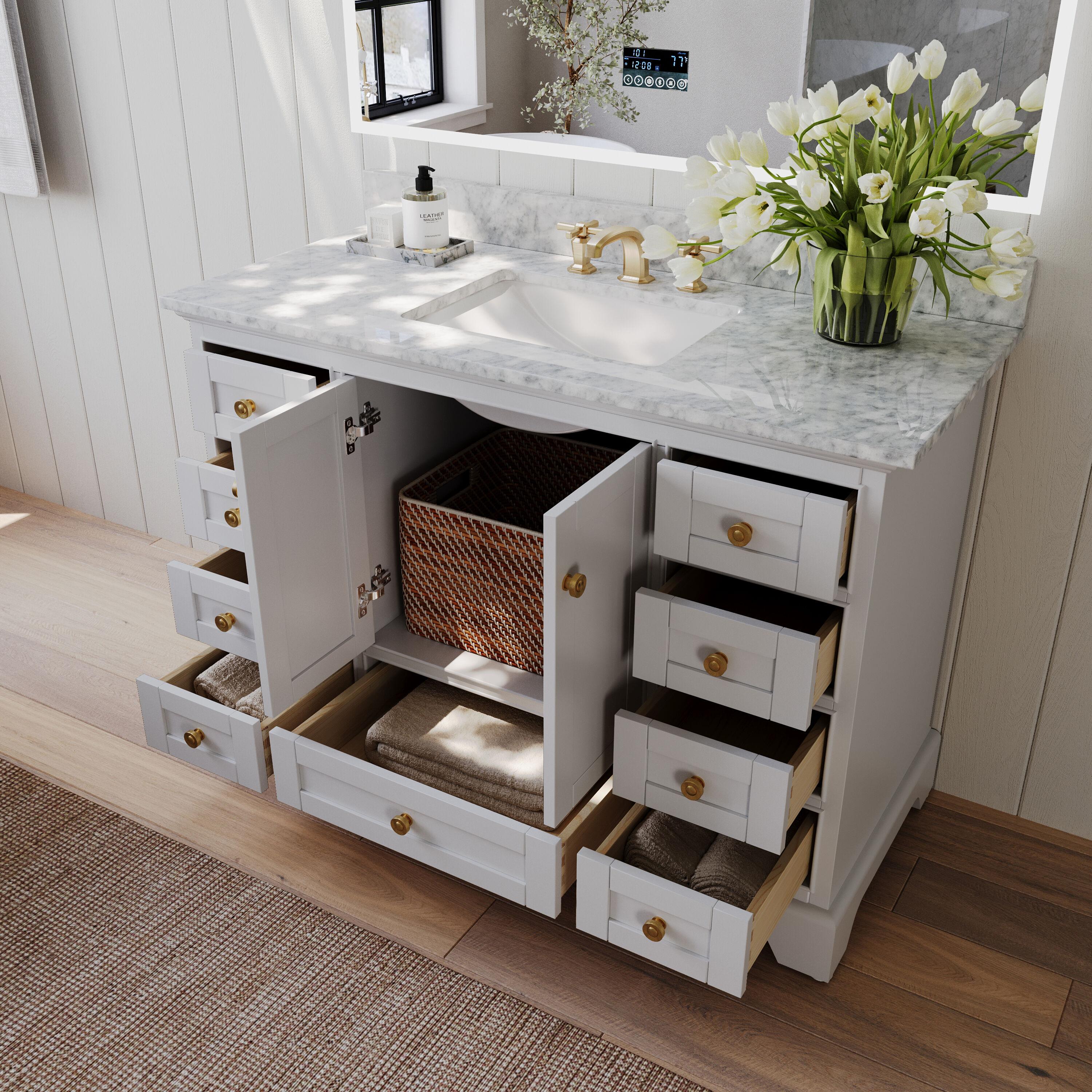 Varna 48'' Single Bathroom Vanity with Marble Top