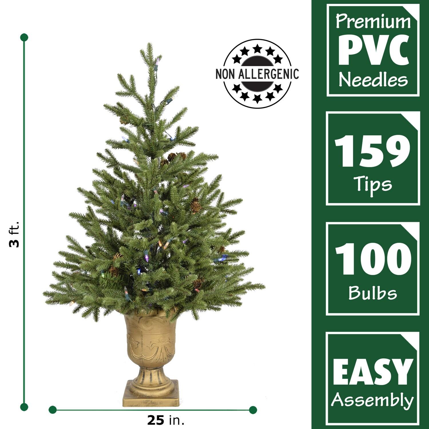 Carmel Pine 36'' Lighted Fir Christmas Tree (Set of 2)