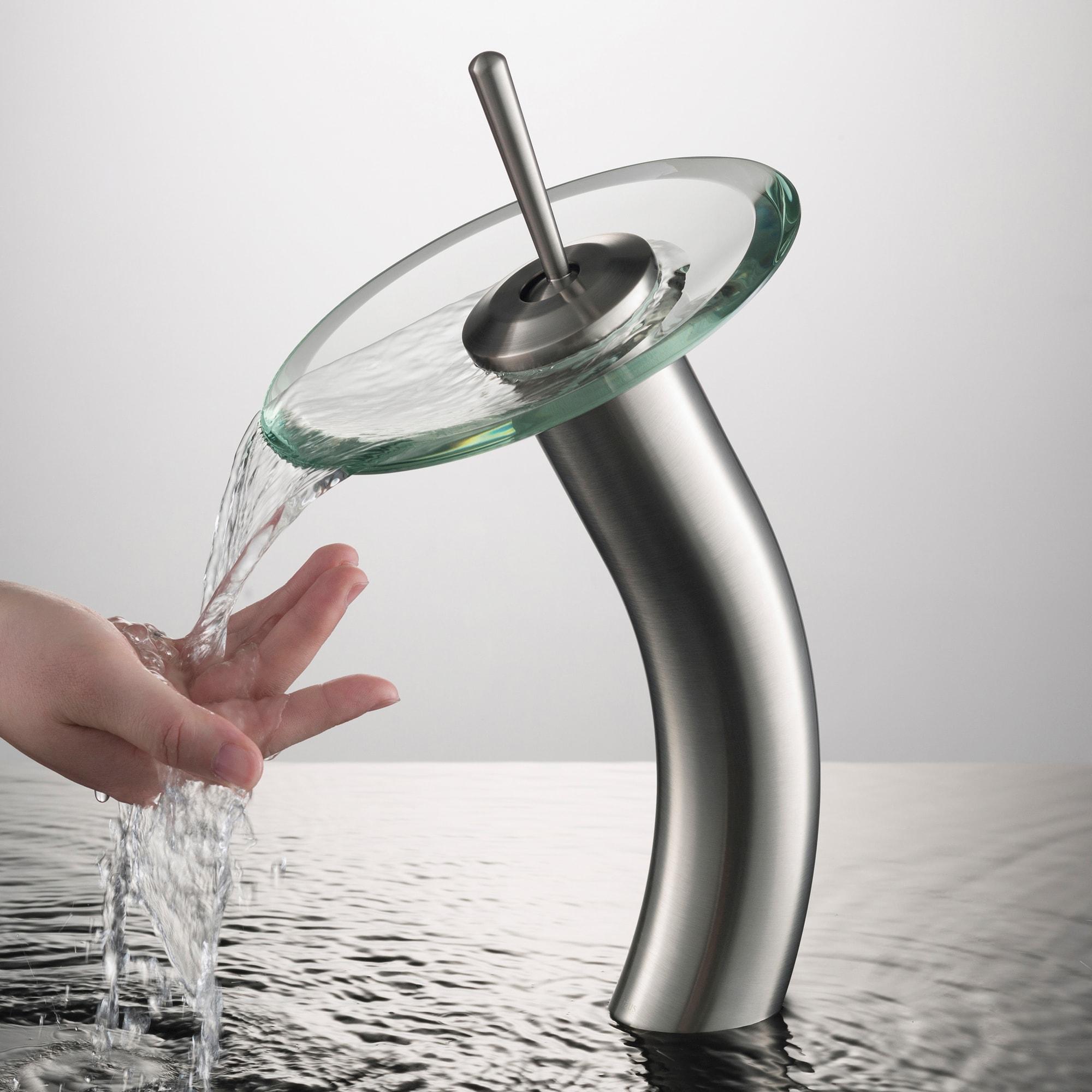 Waterfall Single Hole Single Handle Bathroom Faucet with Drain Assembly