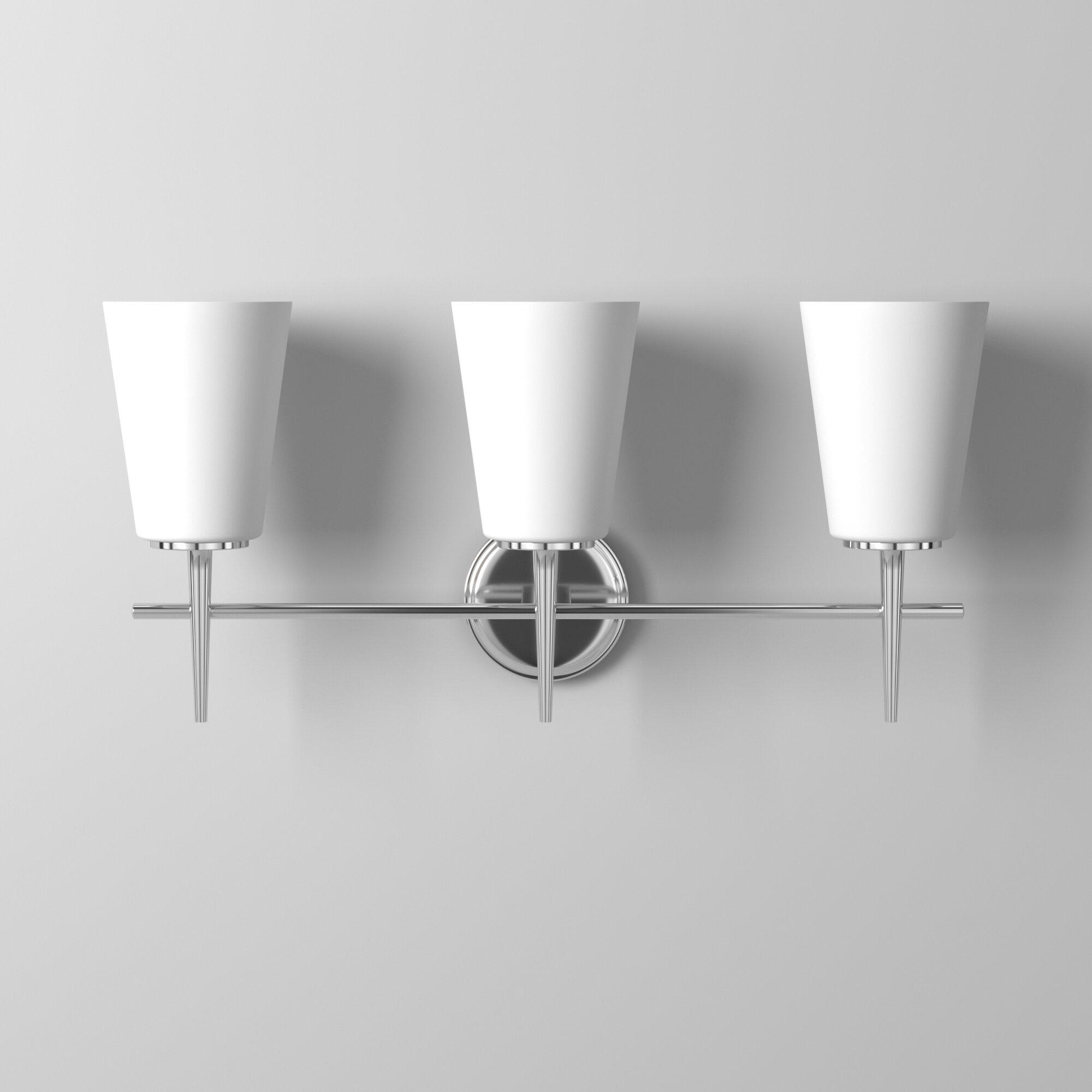 Driscoll Chrome 3-Light Wall Sconce with Opal Etched Glass