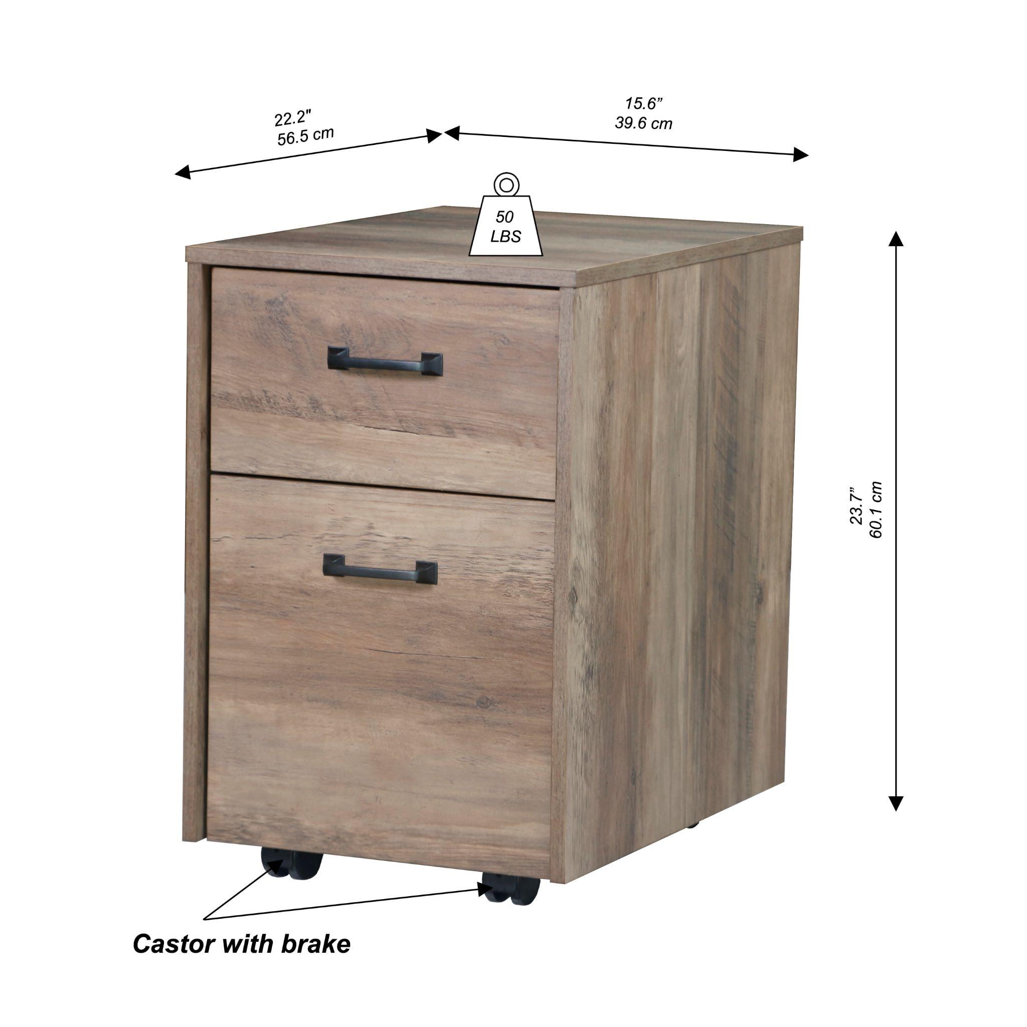 Saint Birch Alaska Mobile File Cabinet, Rustic Oak