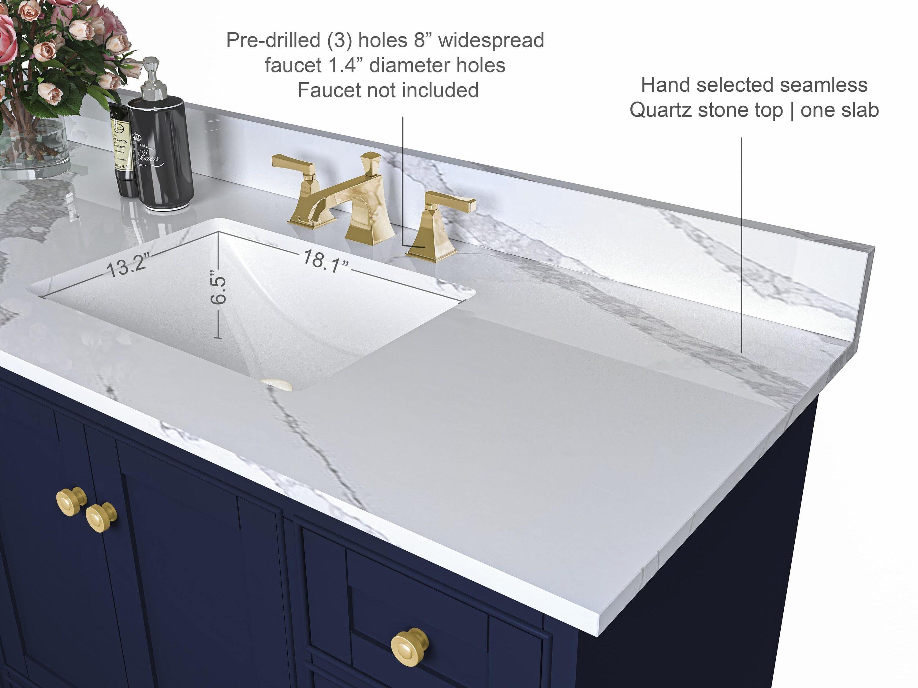 Audrey 84'' Heritage Blue Double Vanity with Calacatta Quartz Top