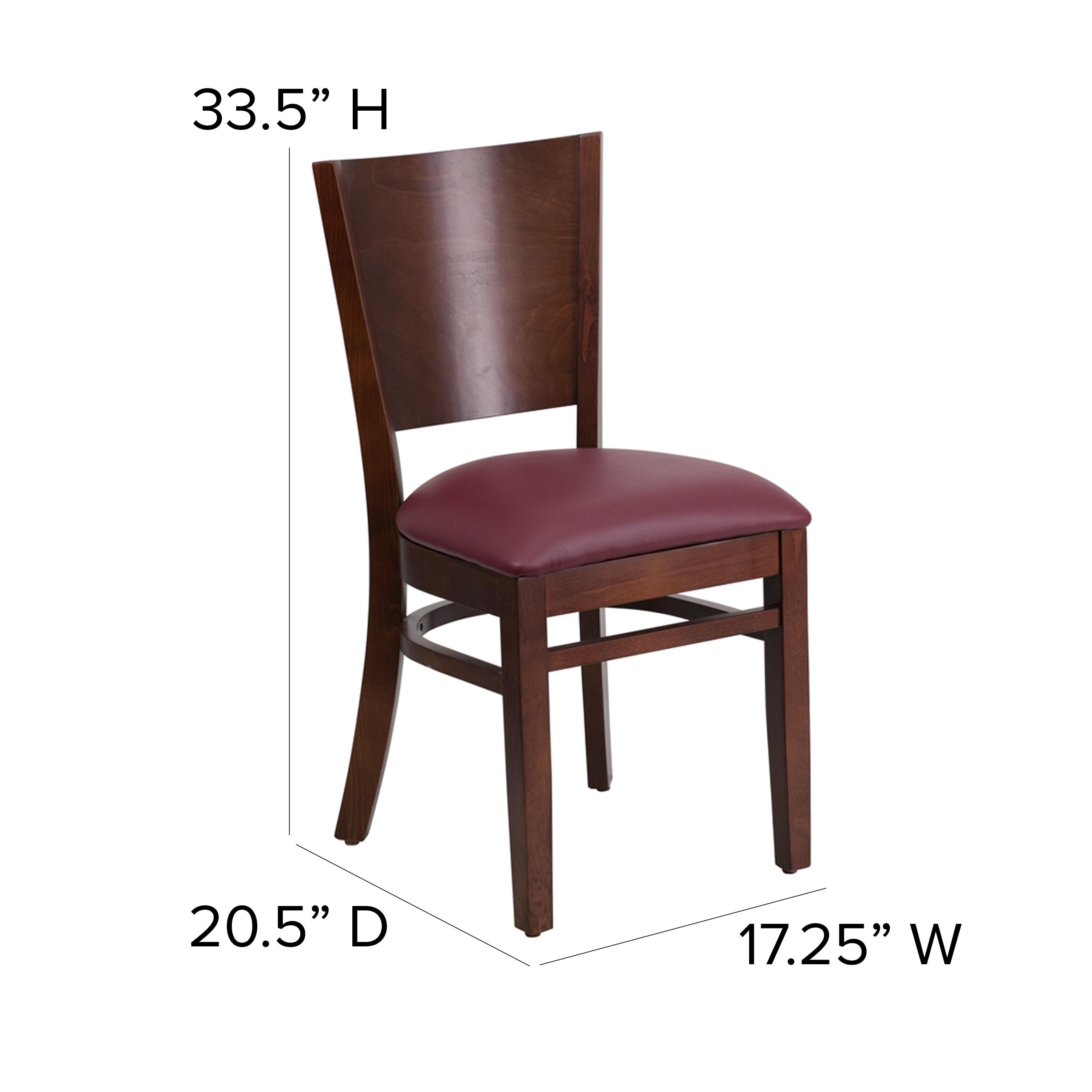 Flash Furniture Lacey Series Solid Back Walnut Wood Restaurant Chair - Burgundy Vinyl Seat