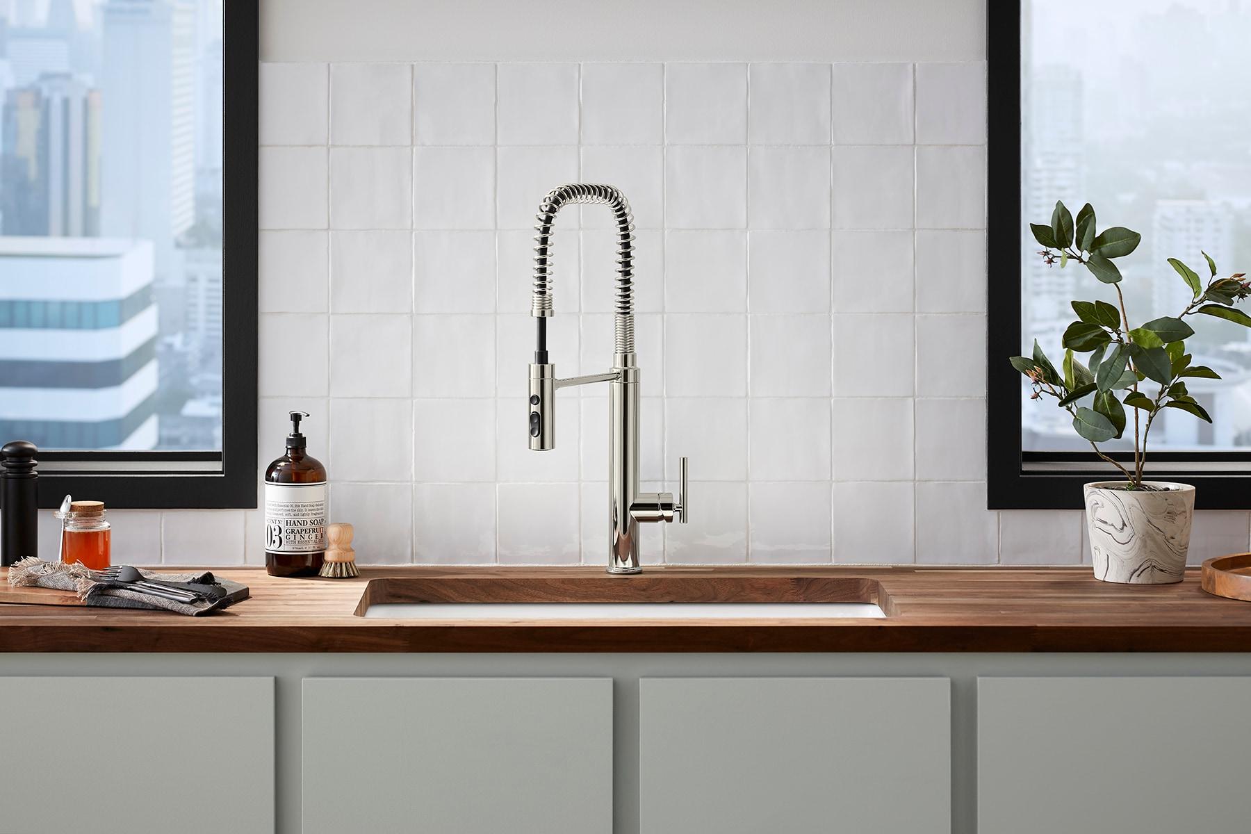 Kohler Purist® Single Handle Semi-Professional Pre-Rinse Kitchen Faucet with Pull Down Sprayer