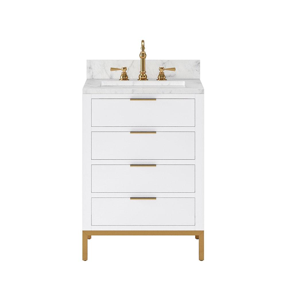 Pure White 24'' Single Sink Vanity with Carrara Marble Top