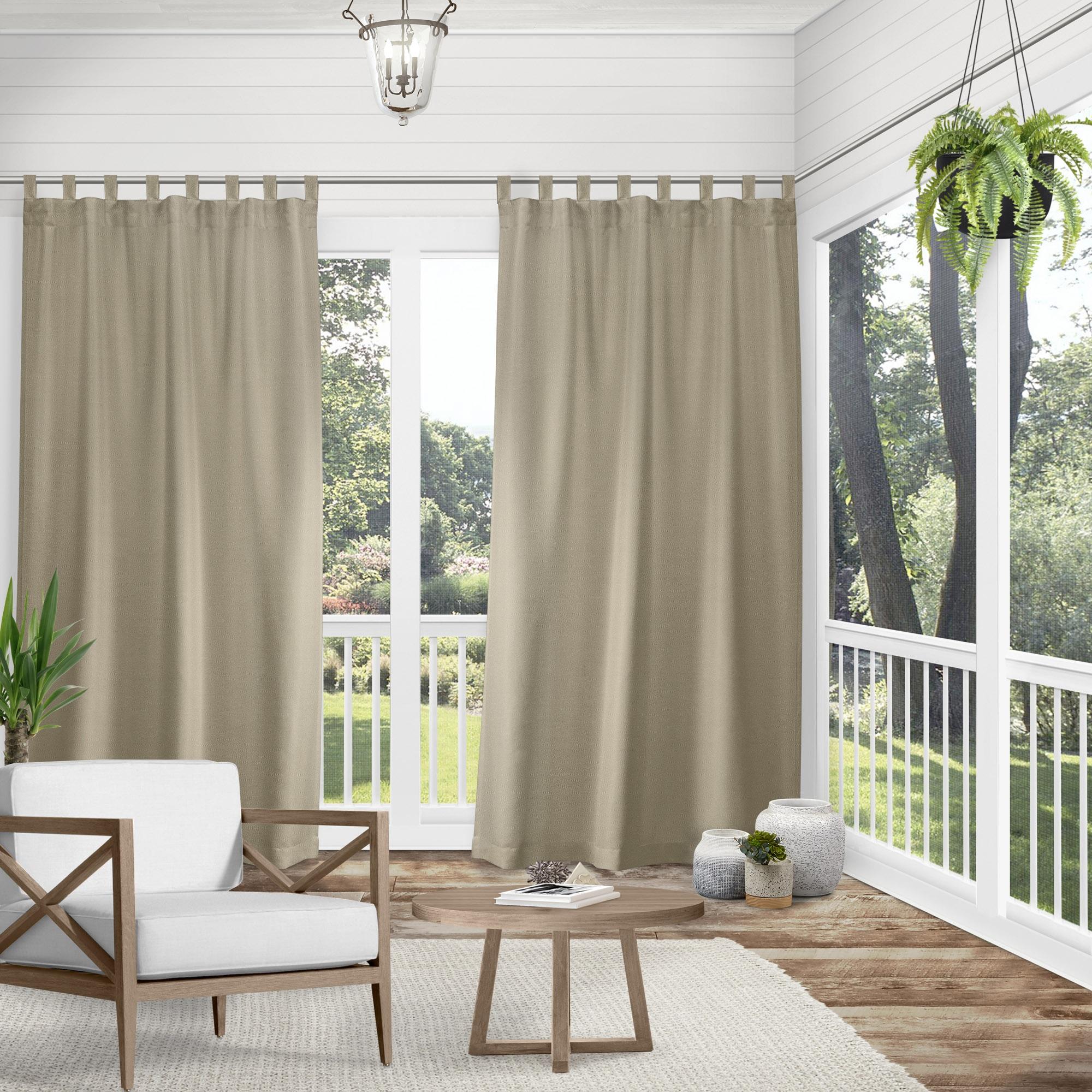 Set of 2 (120"x54") Cabana Easy Closure Grommet Top Light Filtering Window Curtain Panels Taupe Brown - Exclusive Home: Indoor/Outdoor Use