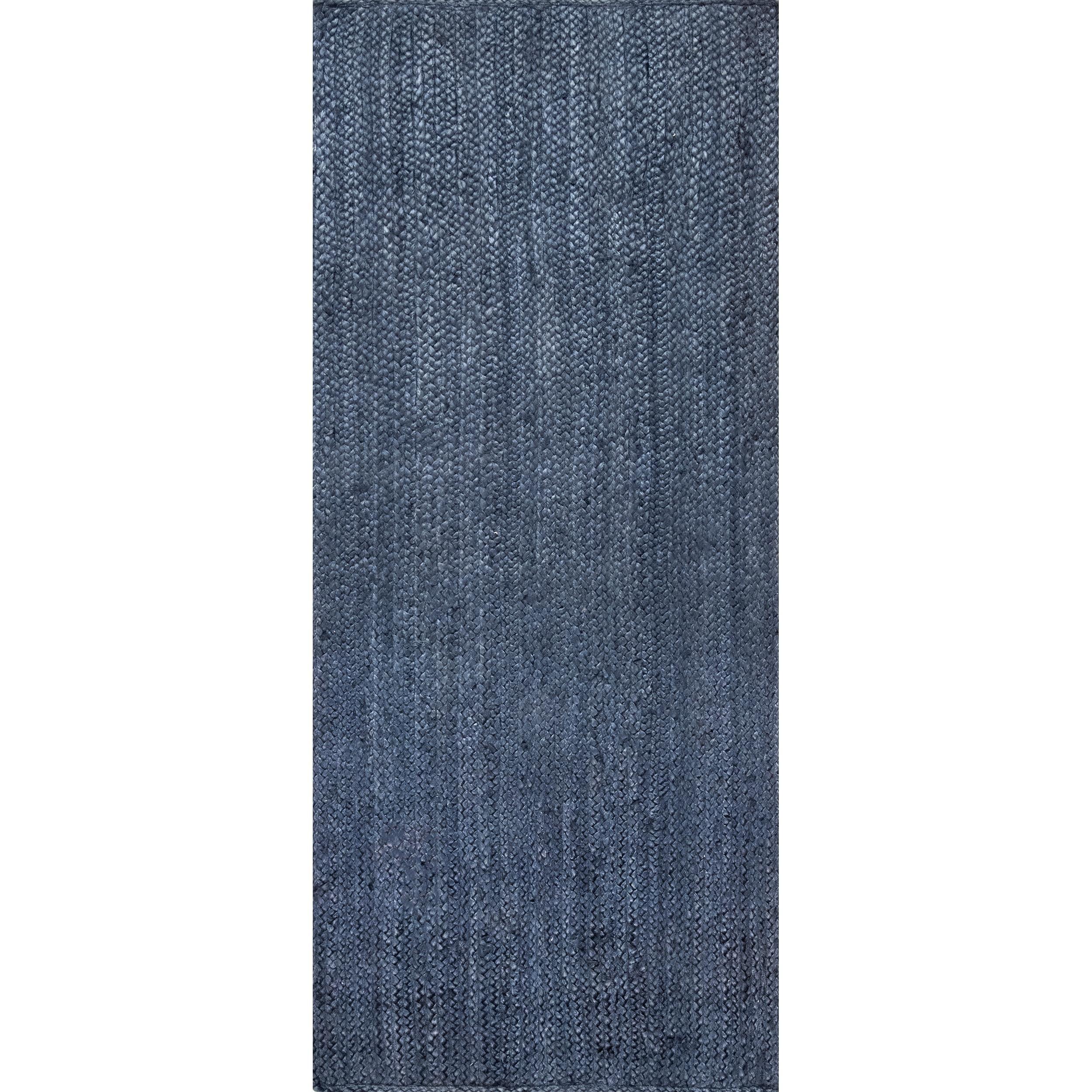 nuLOOM Rigo Hand Woven Farmhouse Jute Runner Rug, 2' 6" x 6', Navy