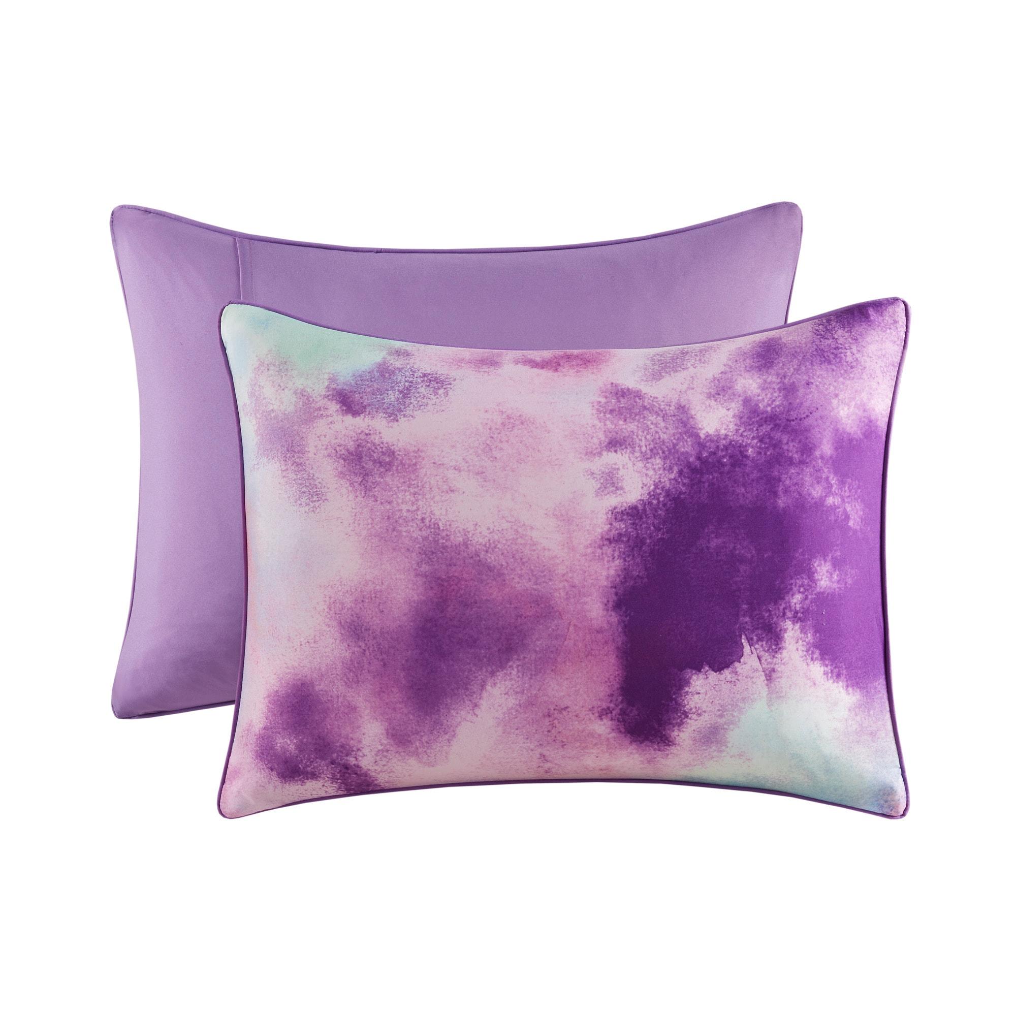 Cassiopeia Watercolor Tie Dye Printed Comforter Set with Throw Pillow