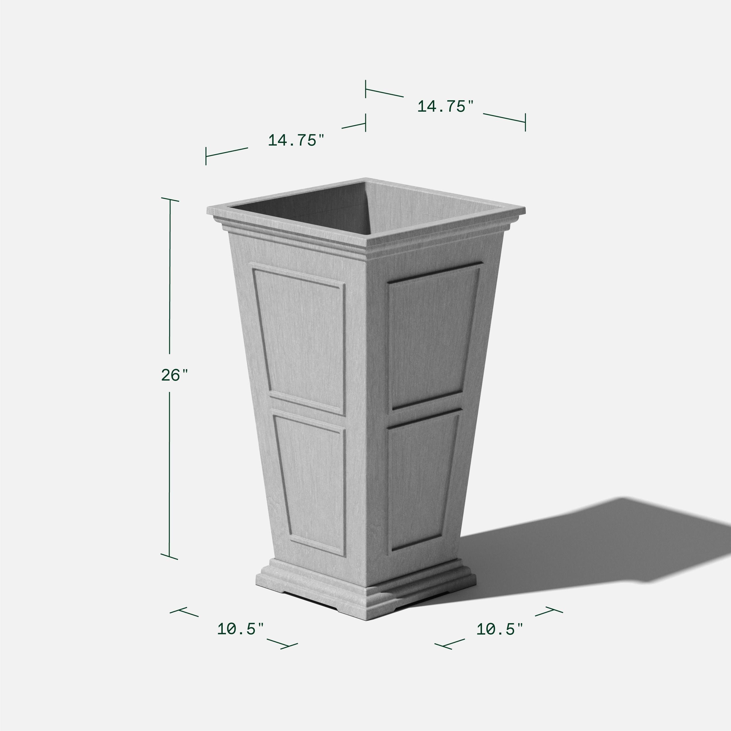 Veradek Brixton Tall 26" Plastic Planter - Gray