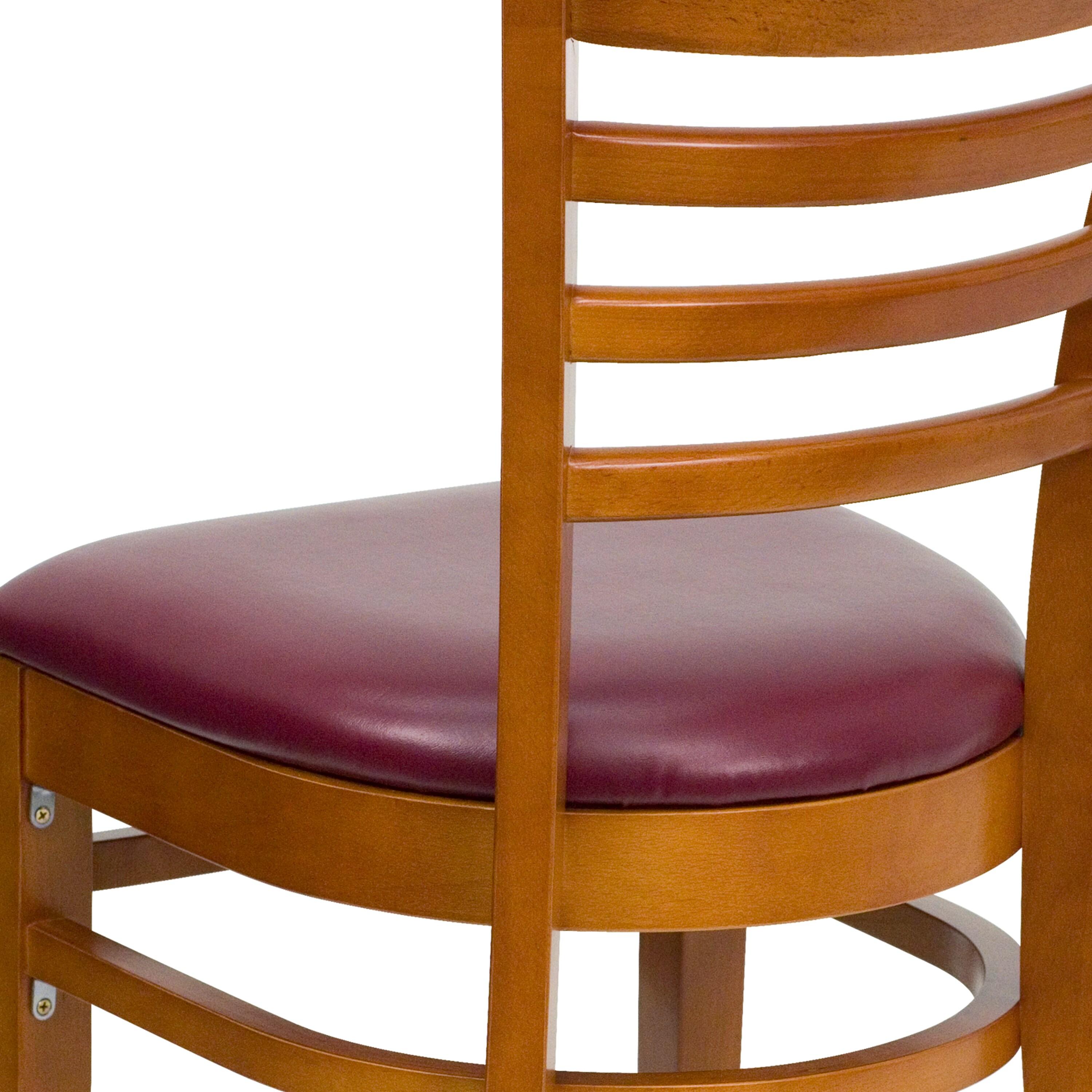 Flash Furniture HERCULES Series Ladder Back Cherry Wood Restaurant Chair - Burgundy Vinyl Seat