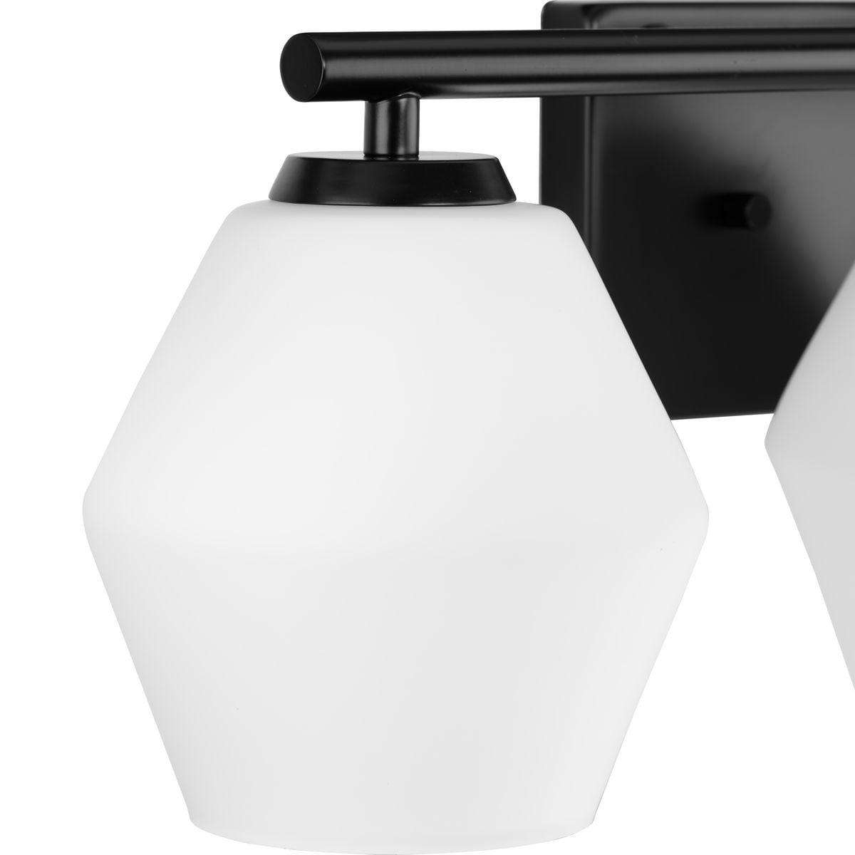 Progress Lighting Copeland 4-Light Vanity Light, Matte Black, Opal Glass Shades