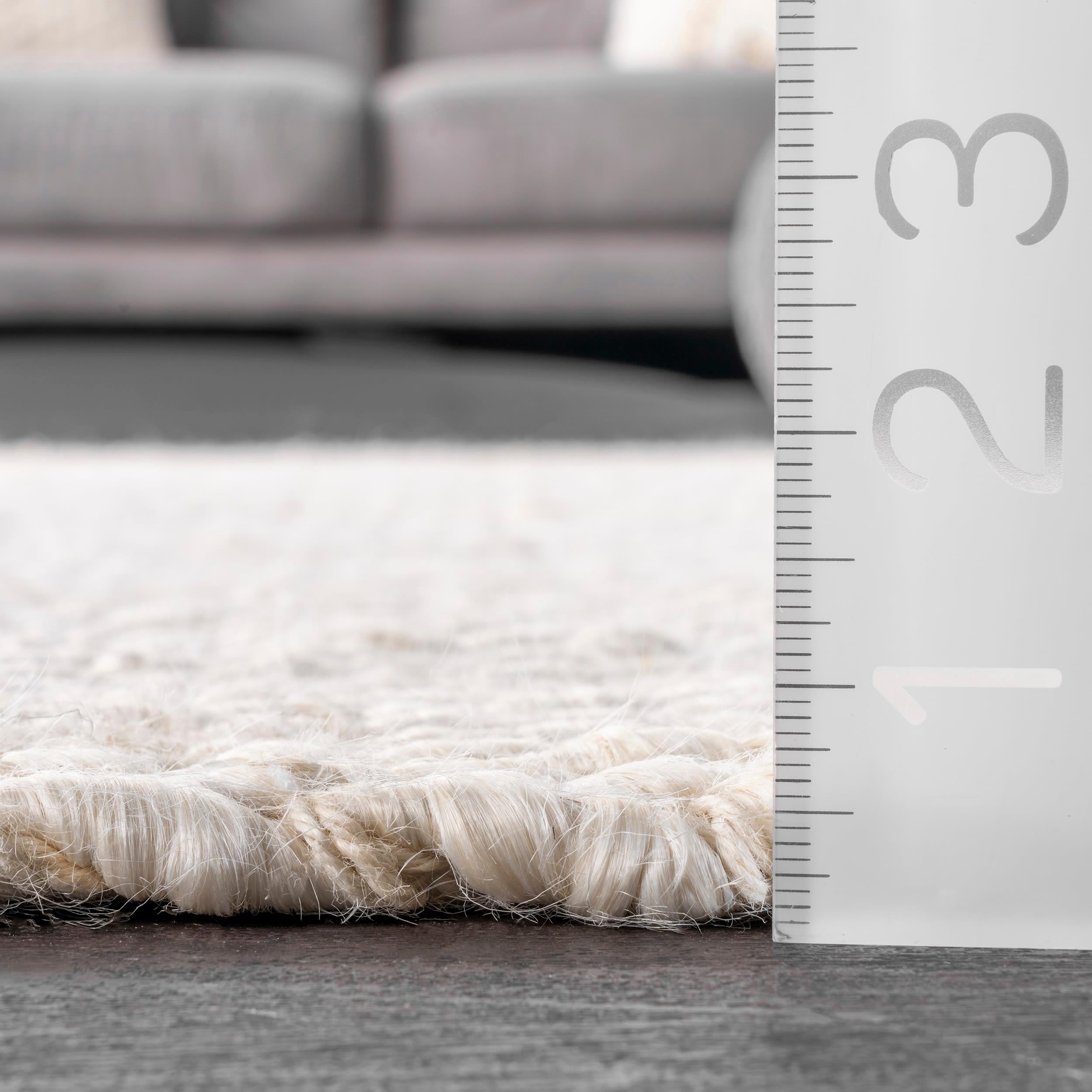 Nuloom Hailey Solid 4x6 Jute Indoor Area Rug for Dining Room Rug Neutral Rug Living Room Rug Kitchen, Off White