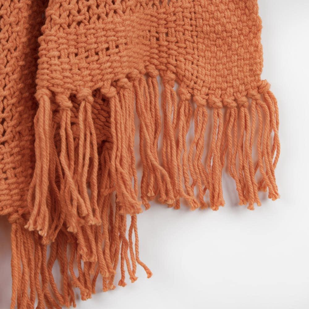 Rizzy Home 50" x 60" Woven Cotton Throw in Orange